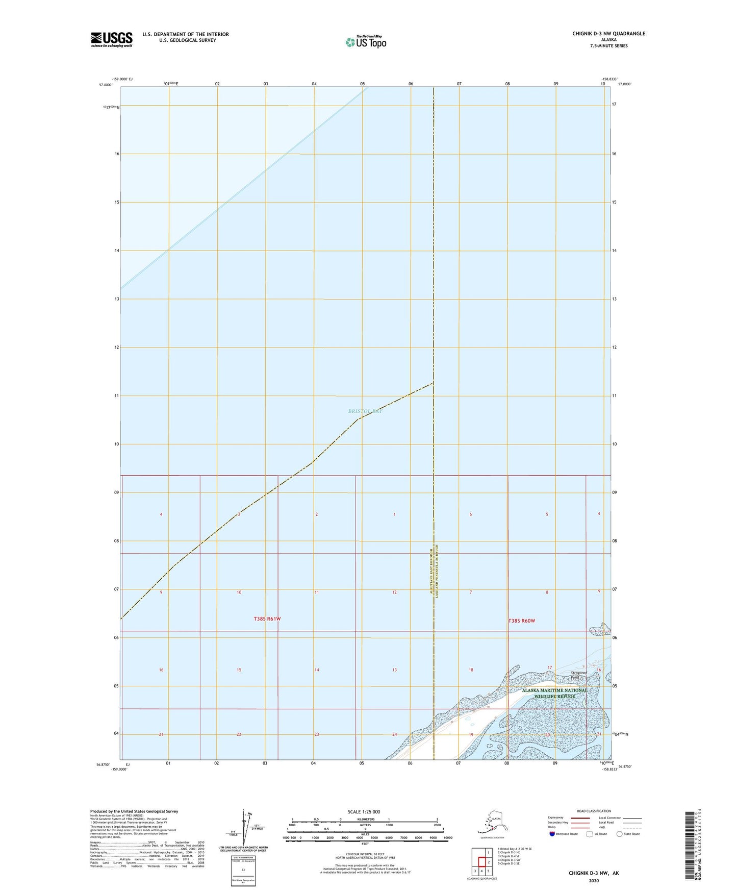 Chignik D-3 NW Alaska US Topo Map Image
