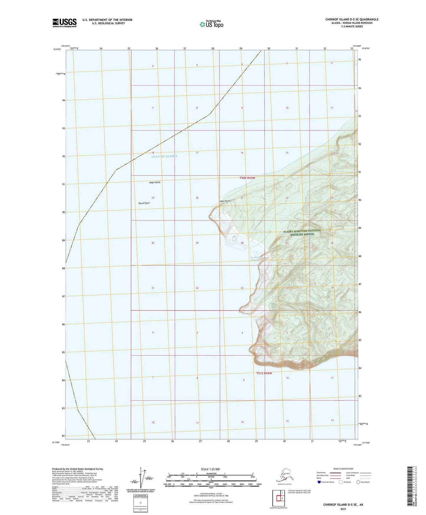 Chirikof Island D-5 SE Alaska US Topo Map Image