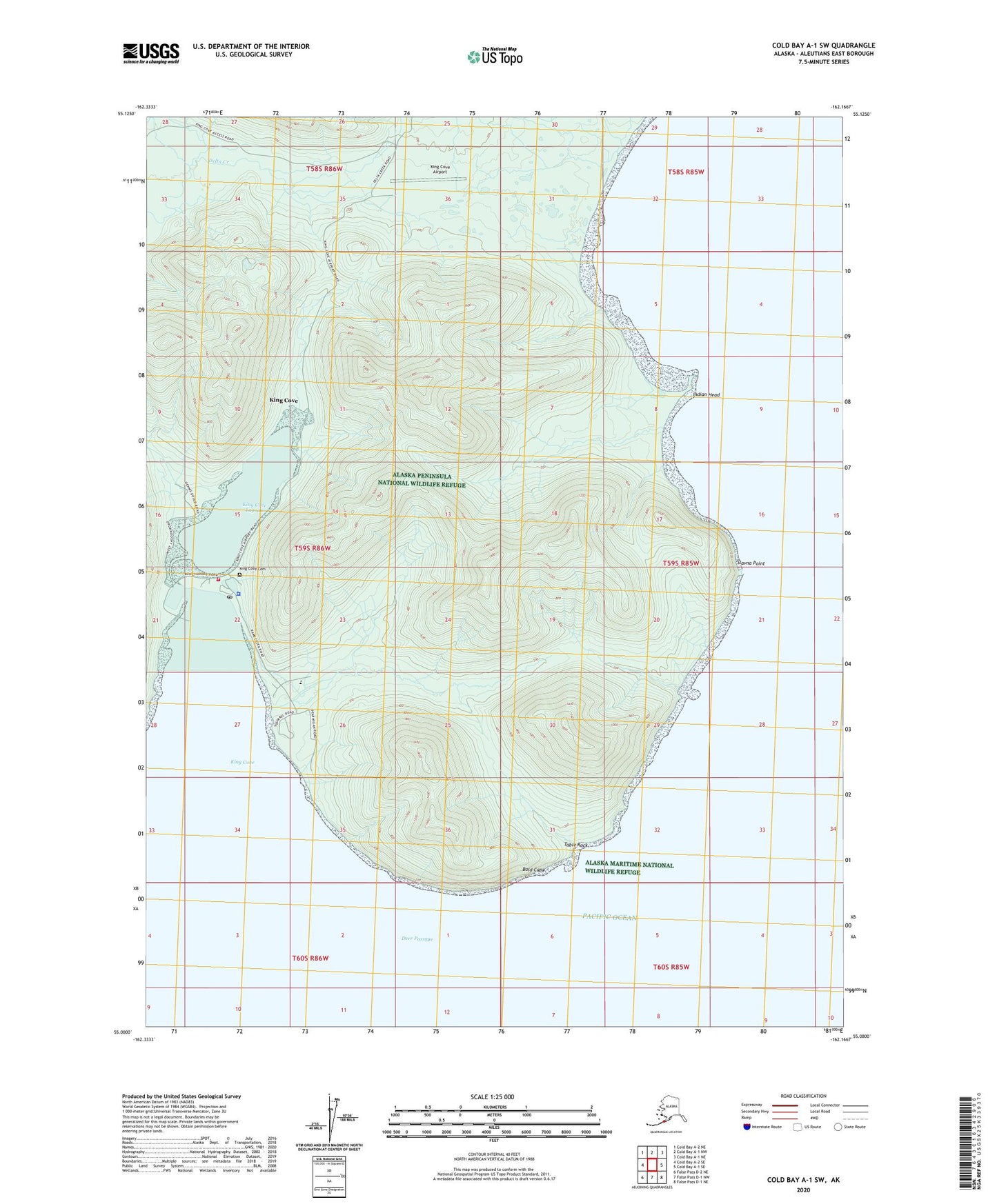 Cold Bay A-1 SW Alaska US Topo Map Image