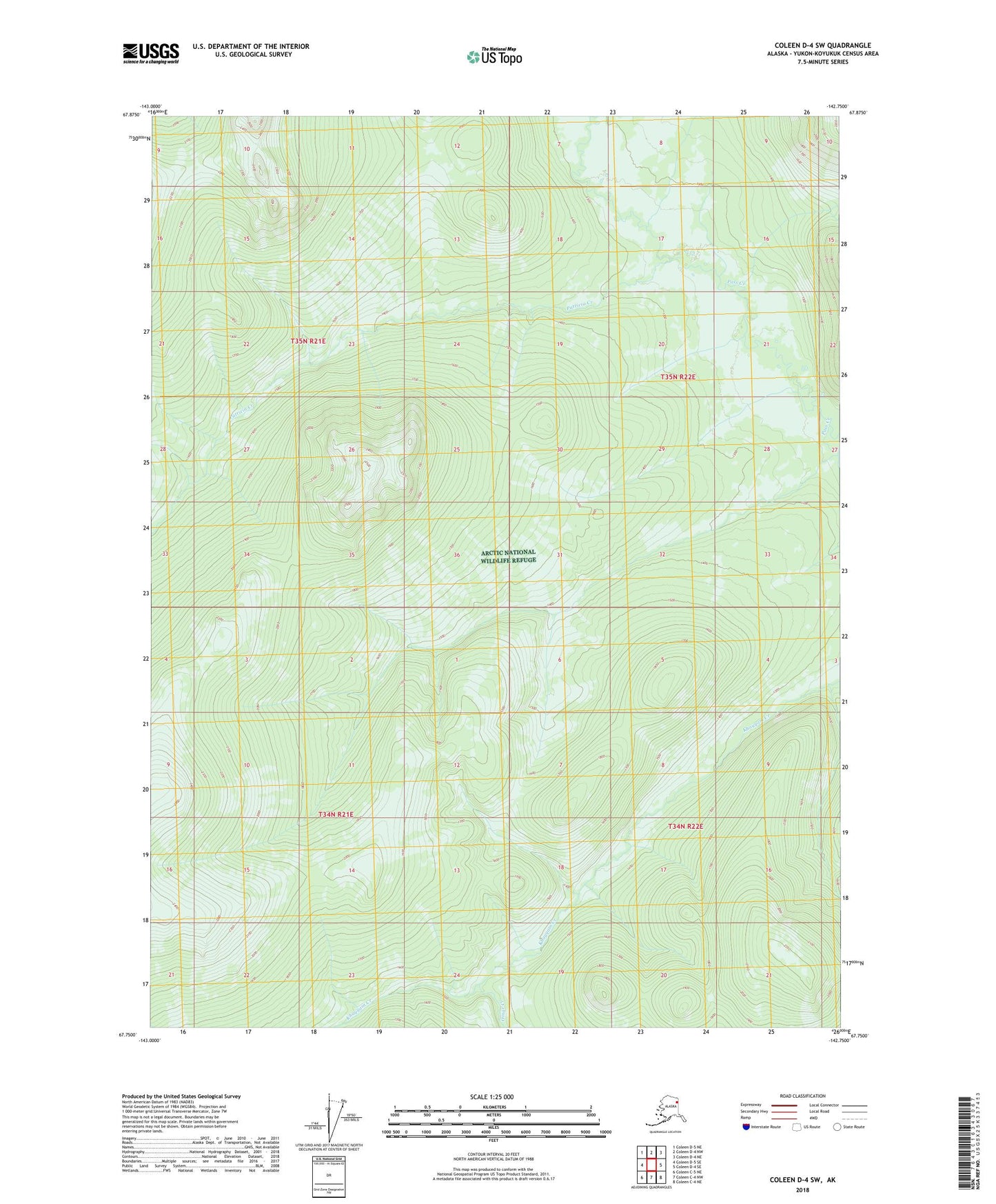 Coleen D-4 SW Alaska US Topo Map Image