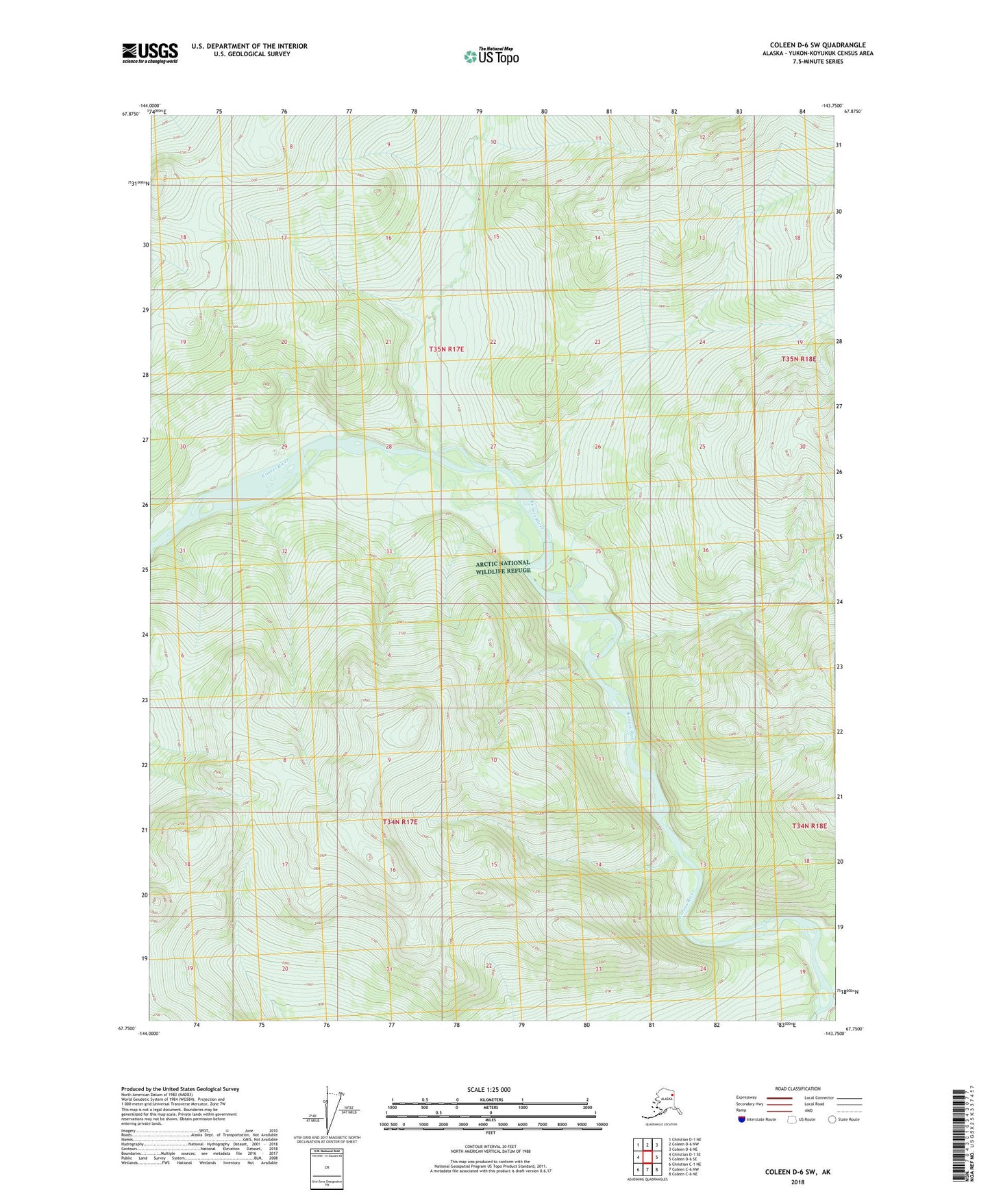 Coleen D-6 SW Alaska US Topo Map Image