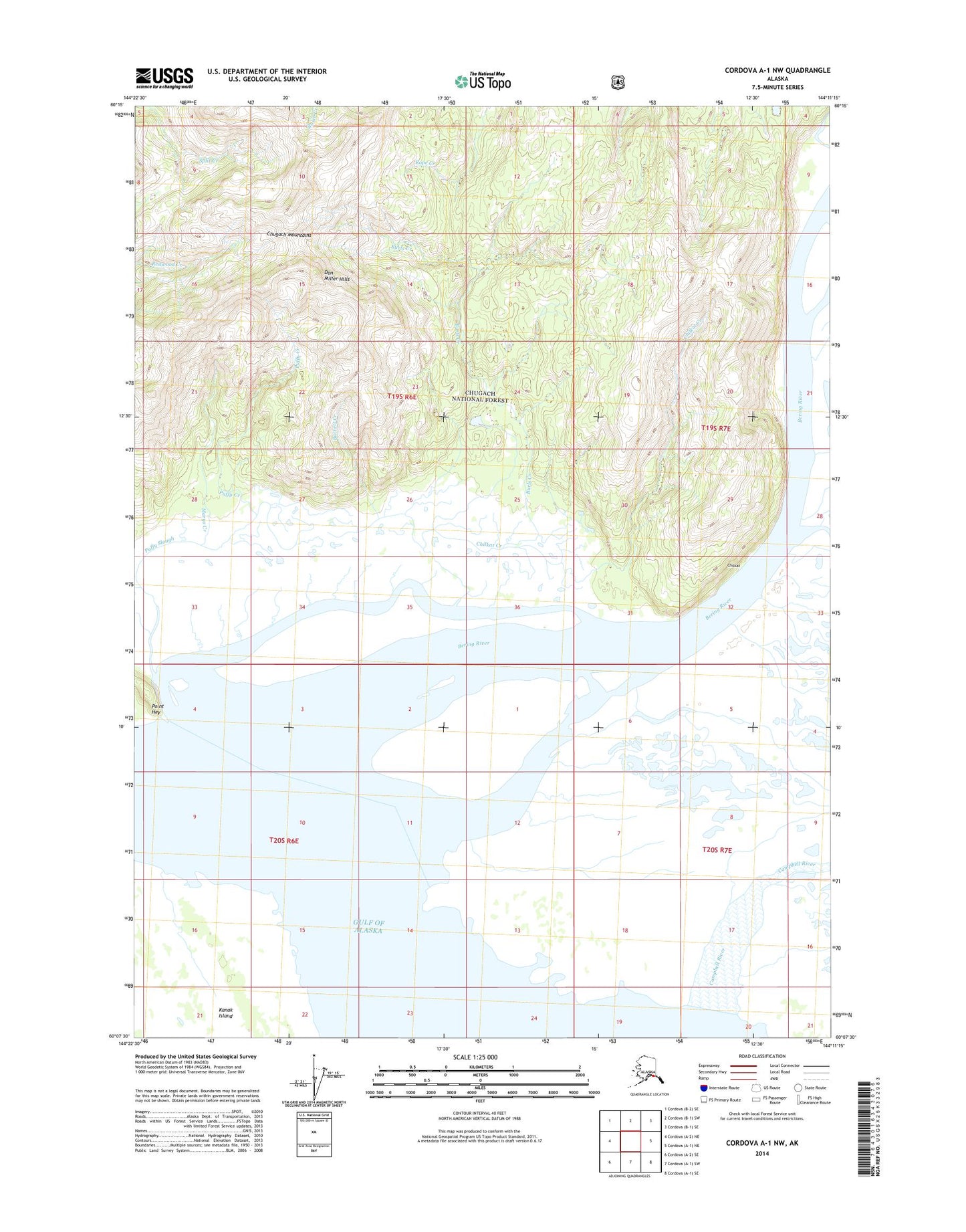 Cordova A-1 NW Alaska US Topo Map Image