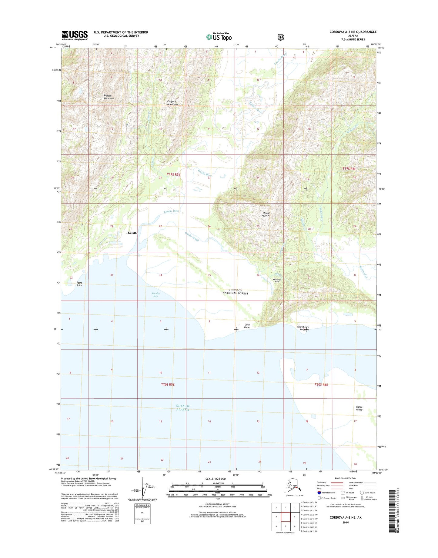 Cordova A-2 NE Alaska US Topo Map Image