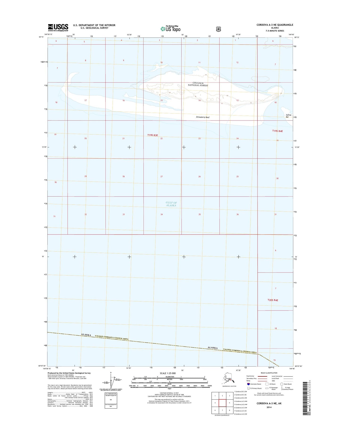 Cordova A-3 NE Alaska US Topo Map Image