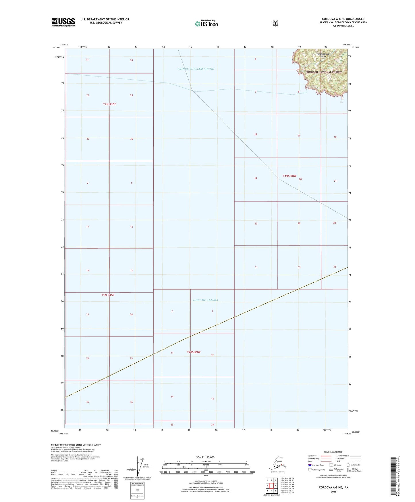 Cordova A-8 NE Alaska US Topo Map Image