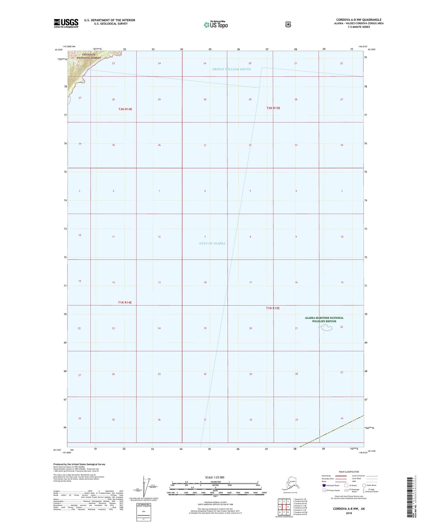 Cordova A-8 NW Alaska US Topo Map Image