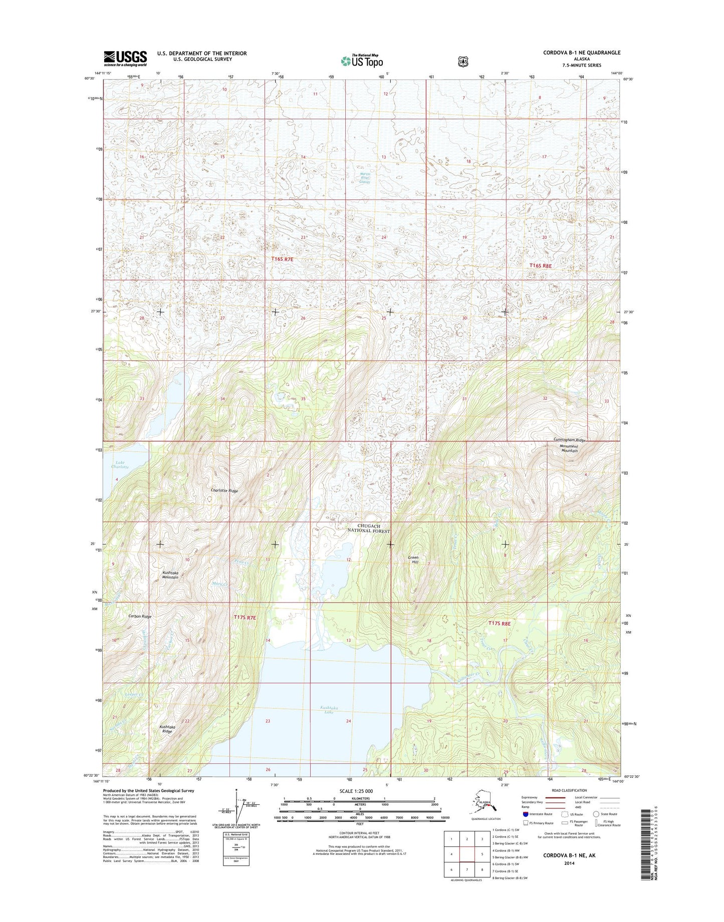Cordova B-1 NE Alaska US Topo Map Image