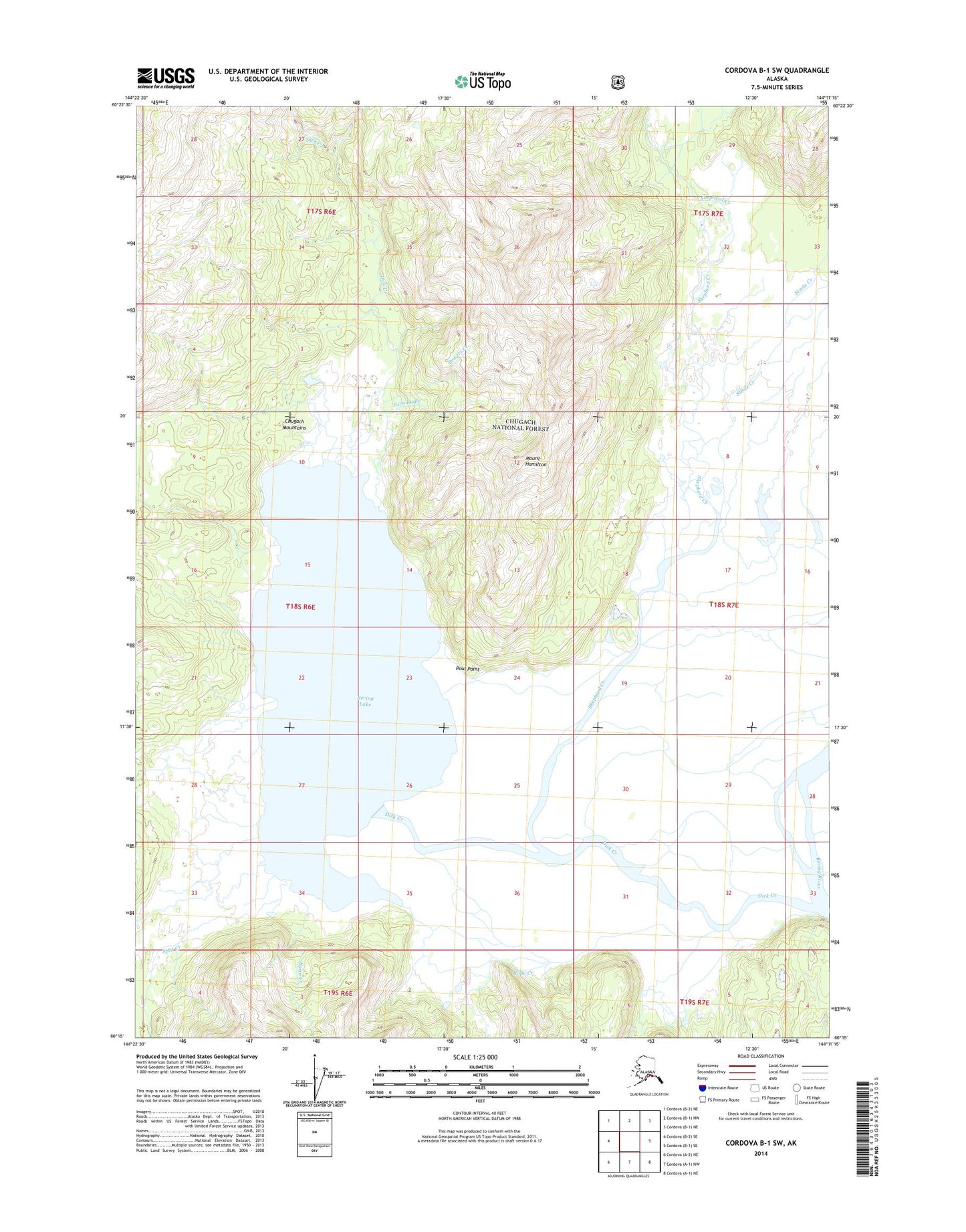 Cordova B-1 SW Alaska US Topo Map Image