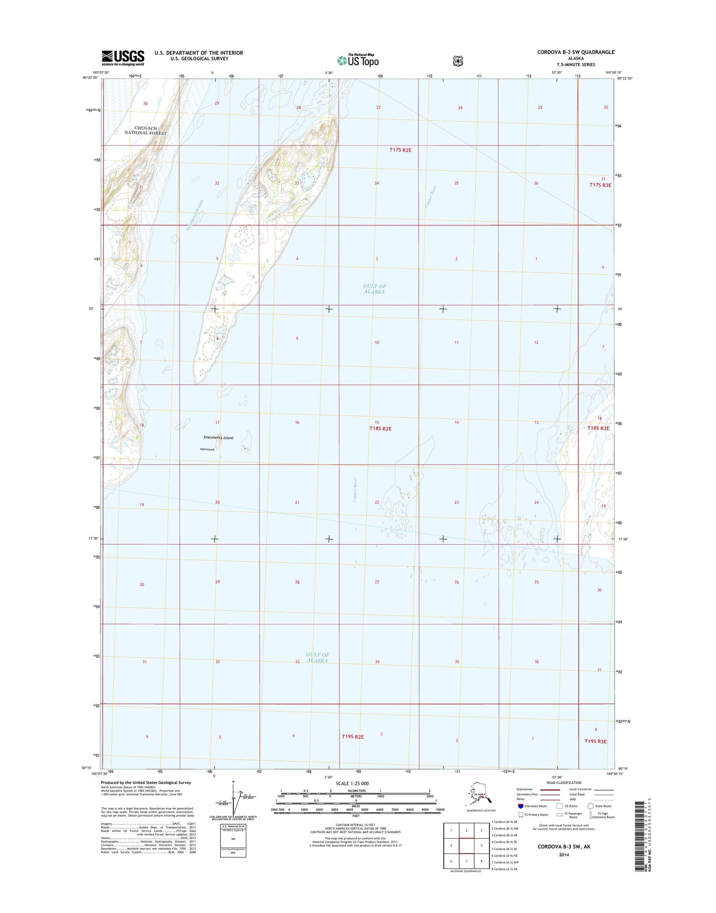 Cordova B-3 SW Alaska US Topo Map Image