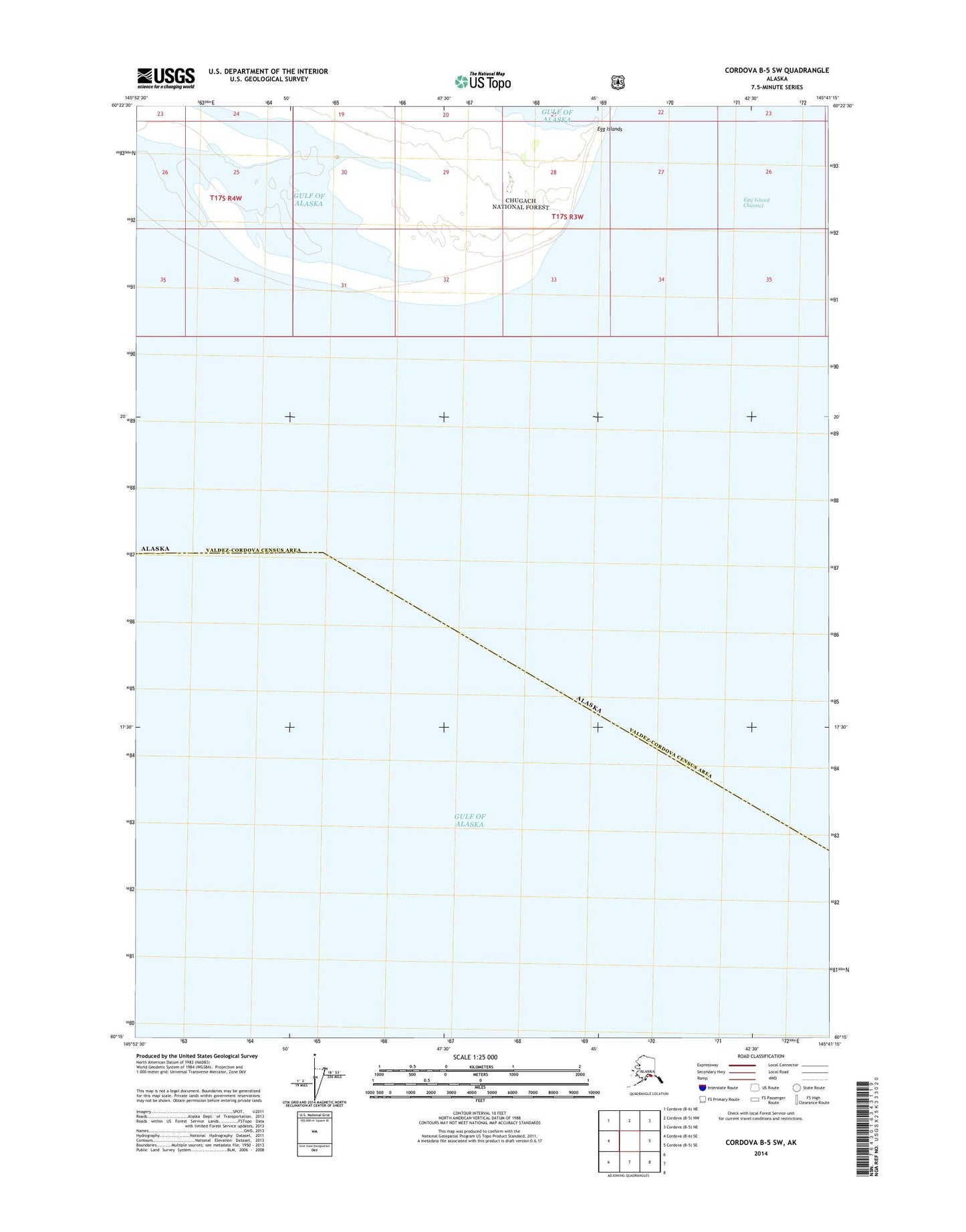 Cordova B-5 SW Alaska US Topo Map Image