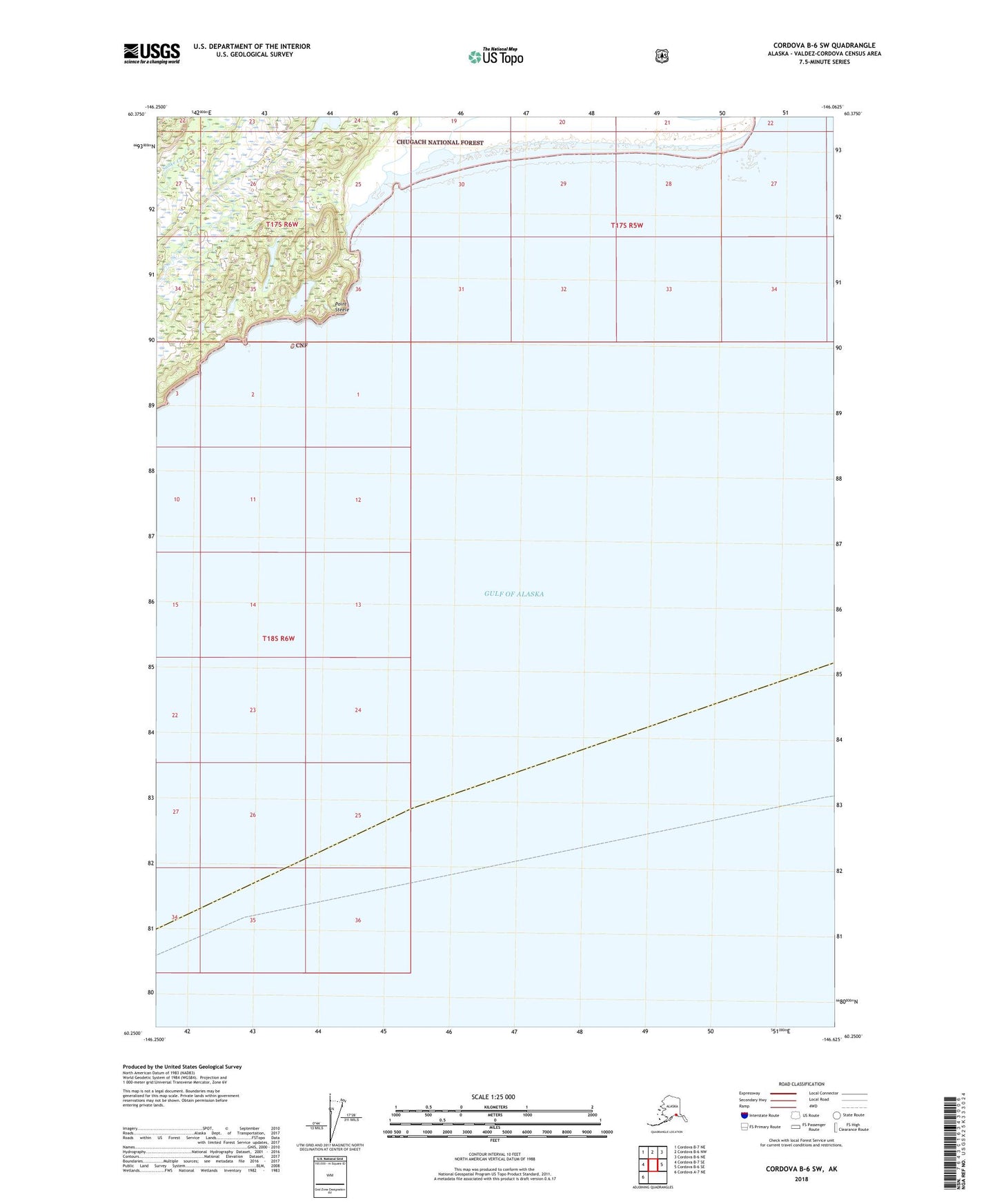 Cordova B-6 SW Alaska US Topo Map Image