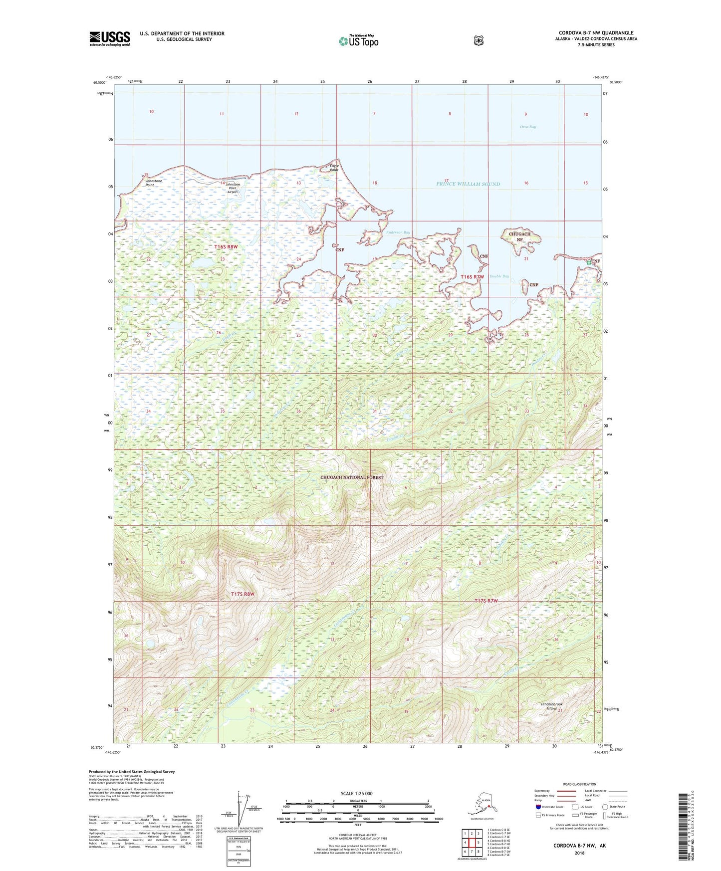 Cordova B-7 NW Alaska US Topo Map Image
