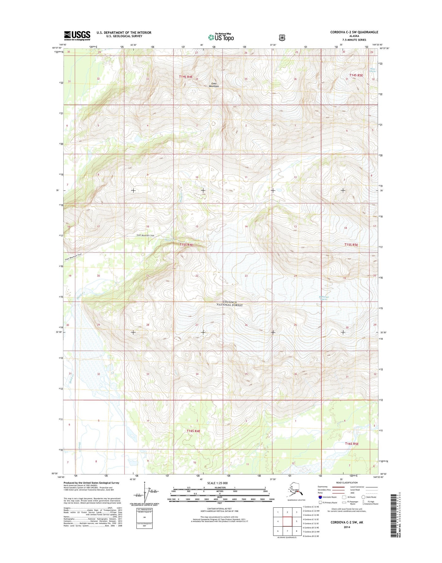 Cordova C-2 SW Alaska US Topo Map Image