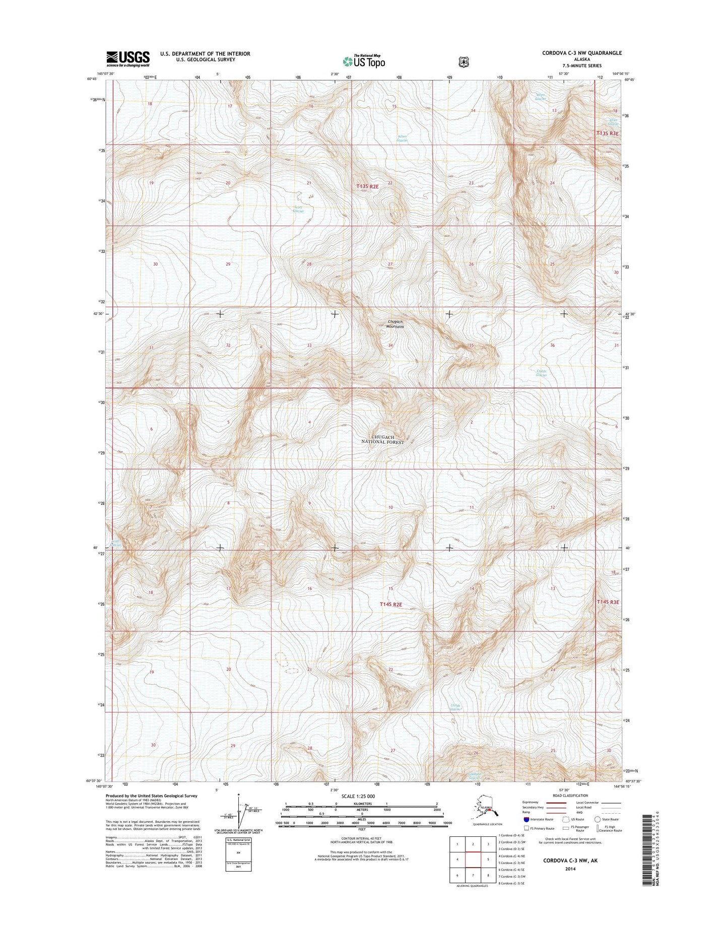Cordova C-3 NW Alaska US Topo Map Image