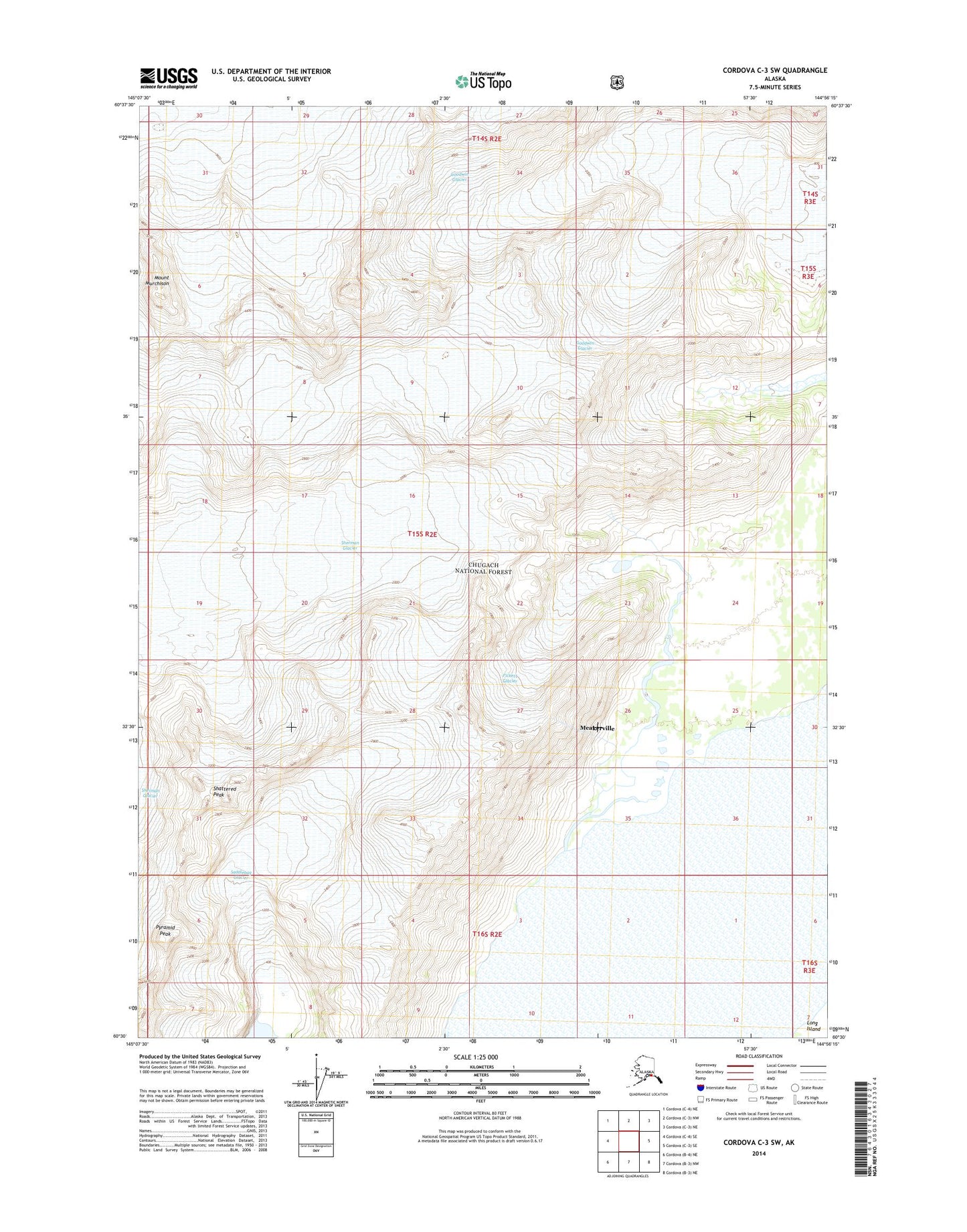 Cordova C-3 SW Alaska US Topo Map Image