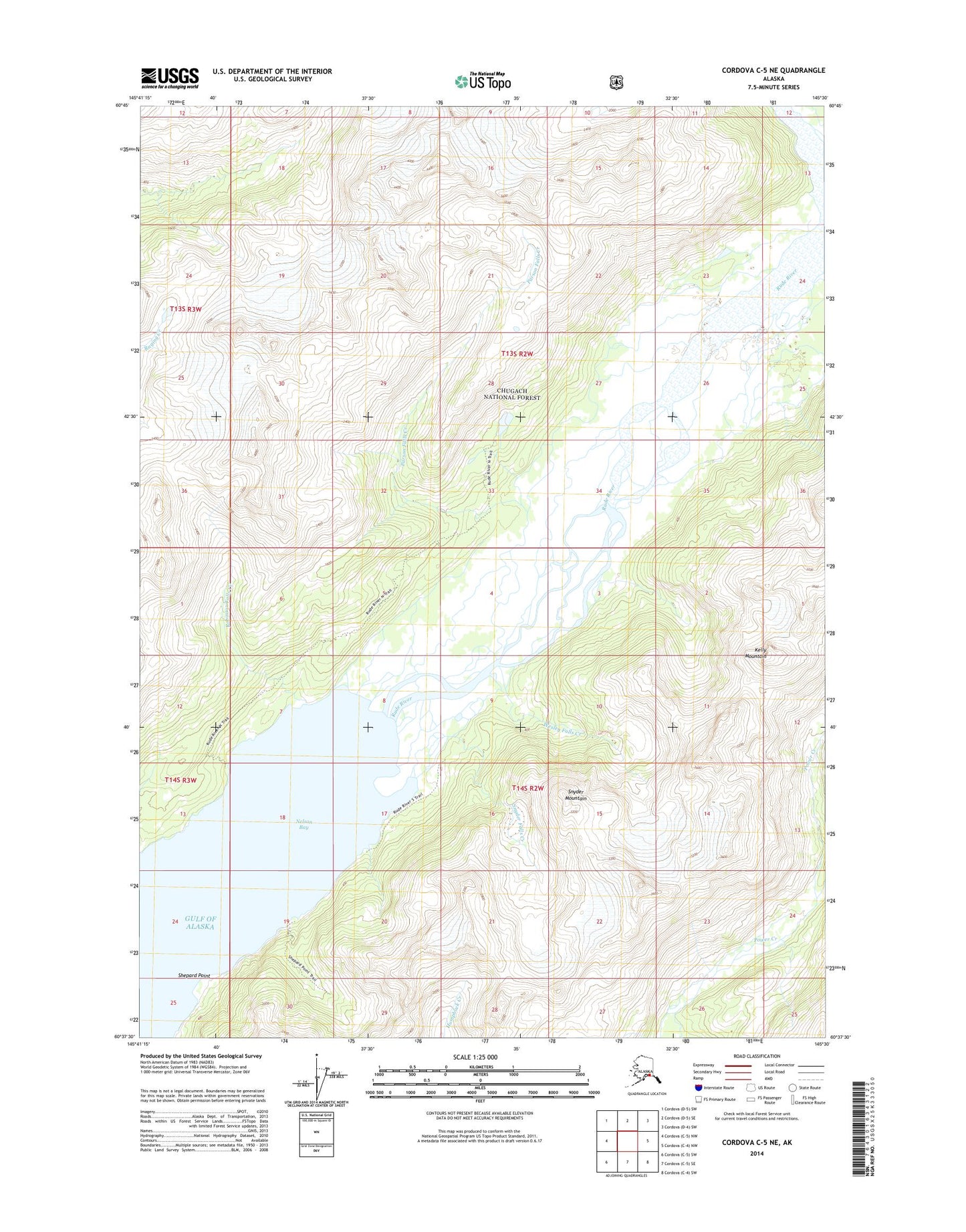 Cordova C-5 NE Alaska US Topo Map Image