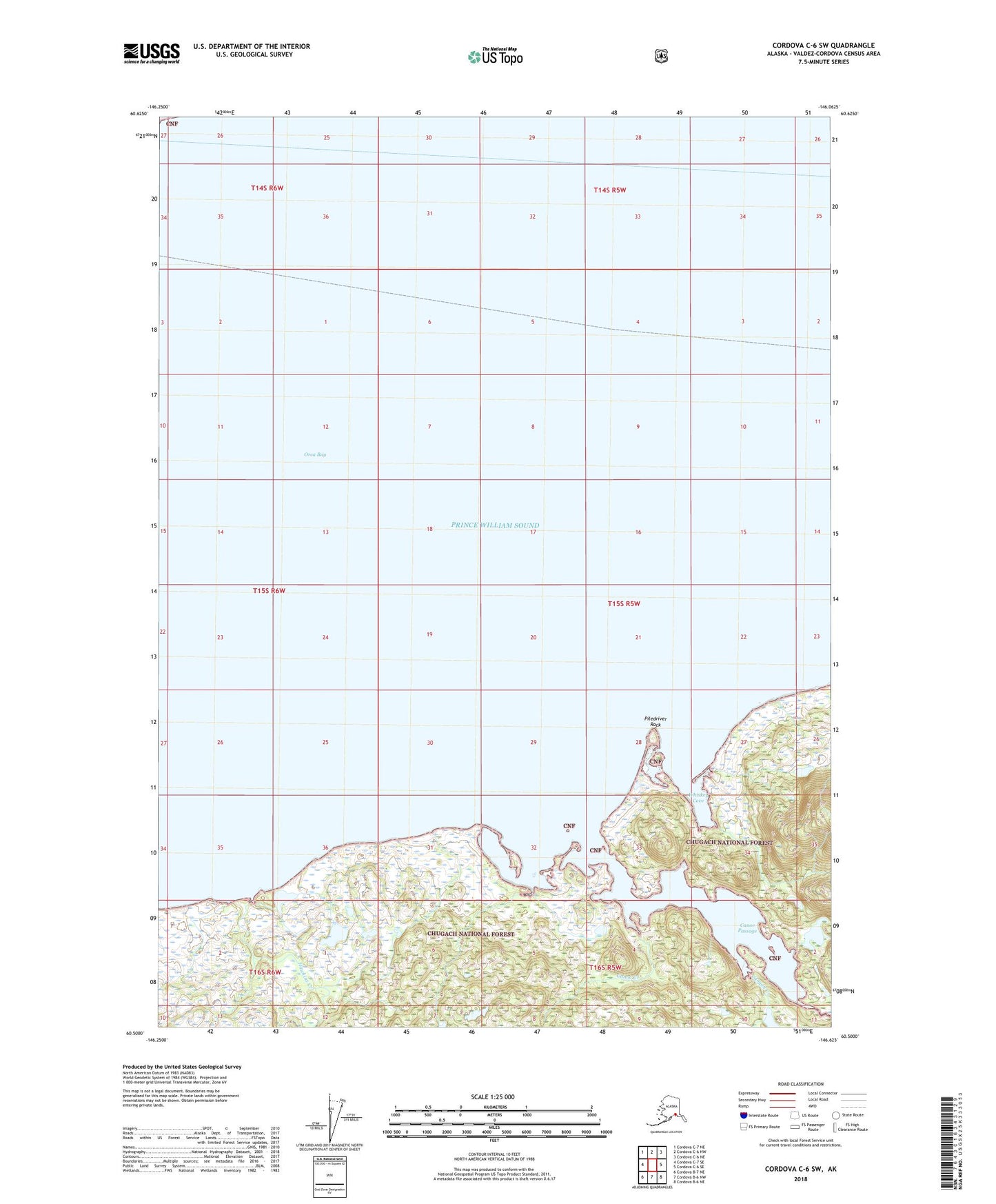 Cordova C-6 SW Alaska US Topo Map Image