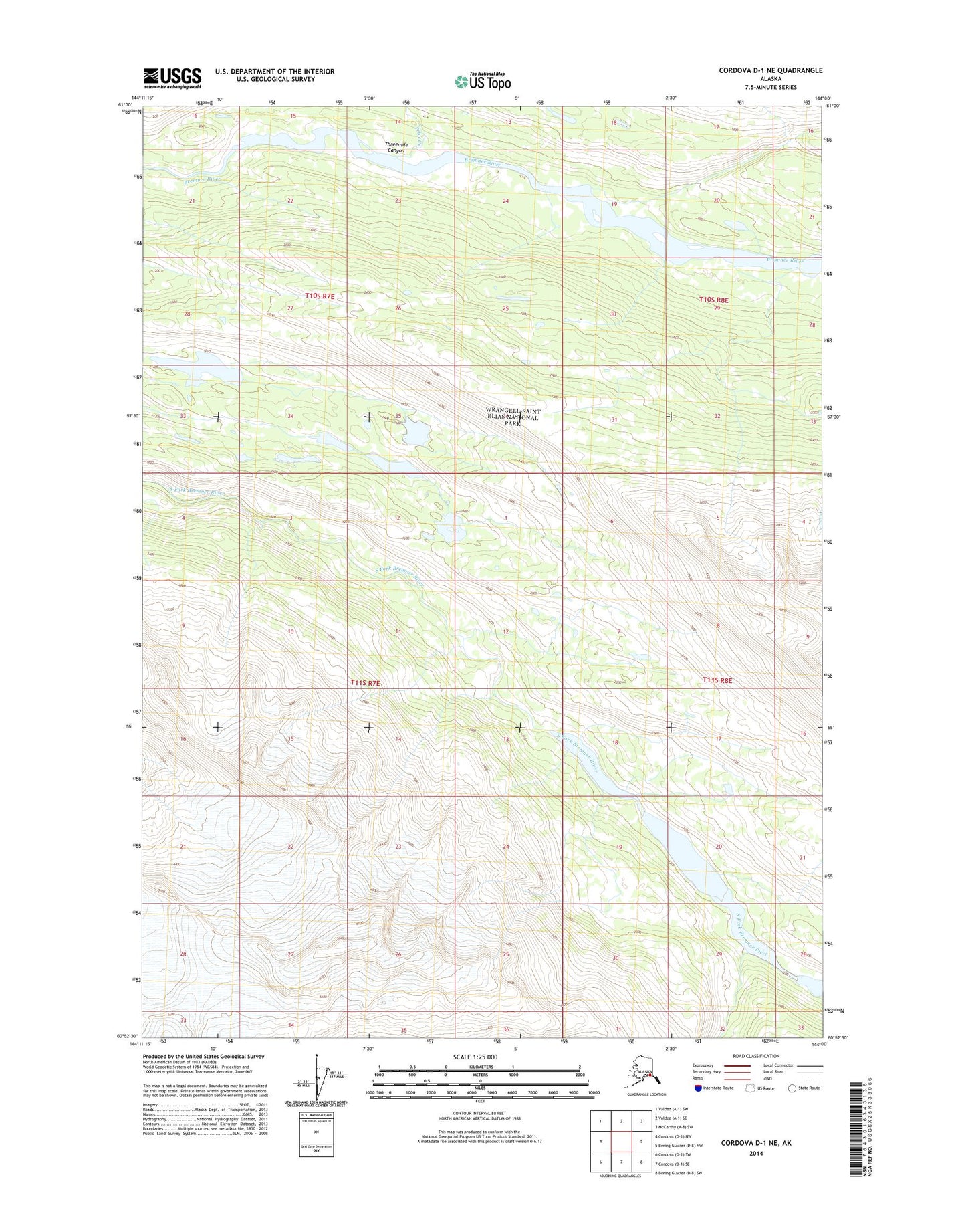 Cordova D-1 NE Alaska US Topo Map Image