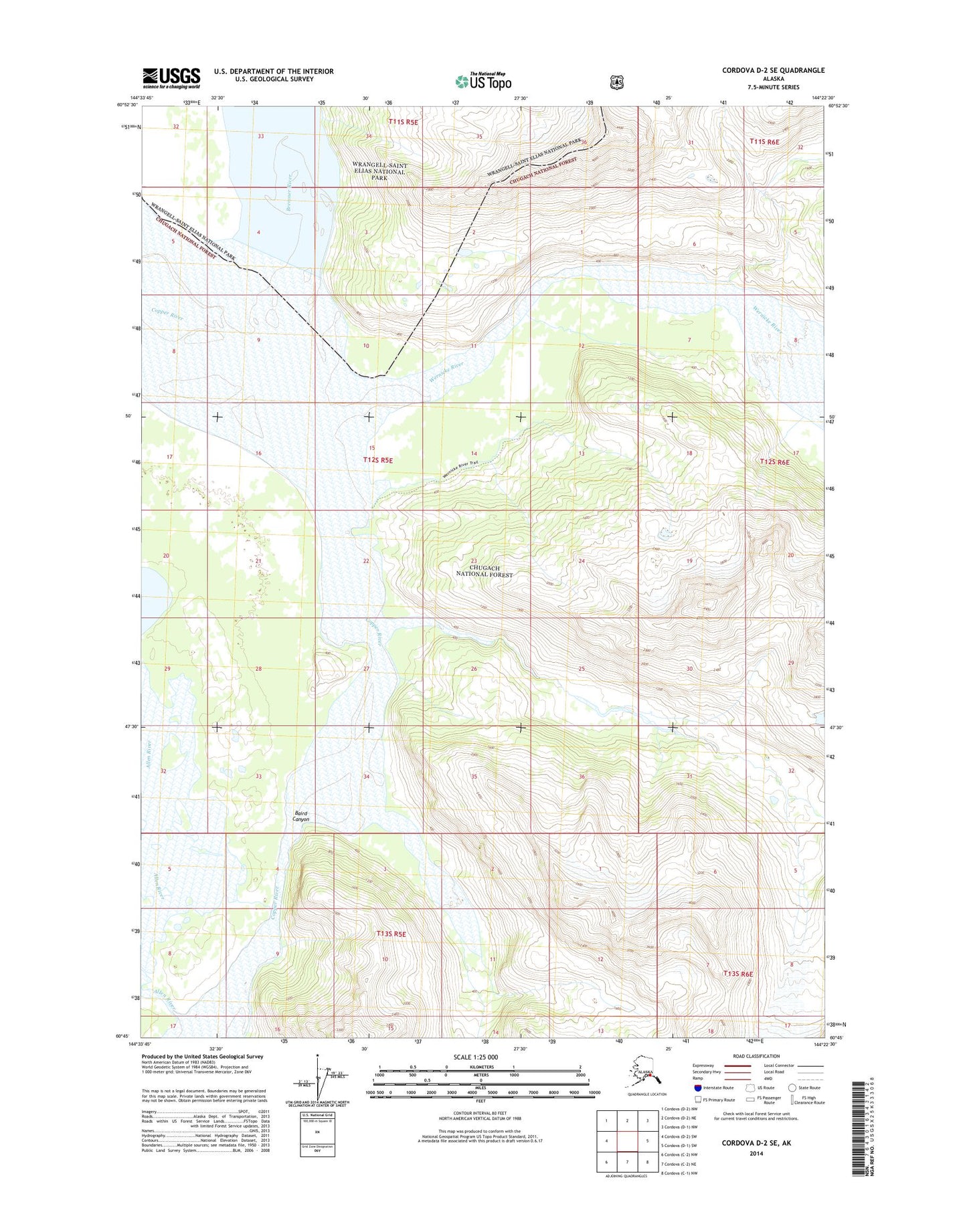 Cordova D-2 SE Alaska US Topo Map Image