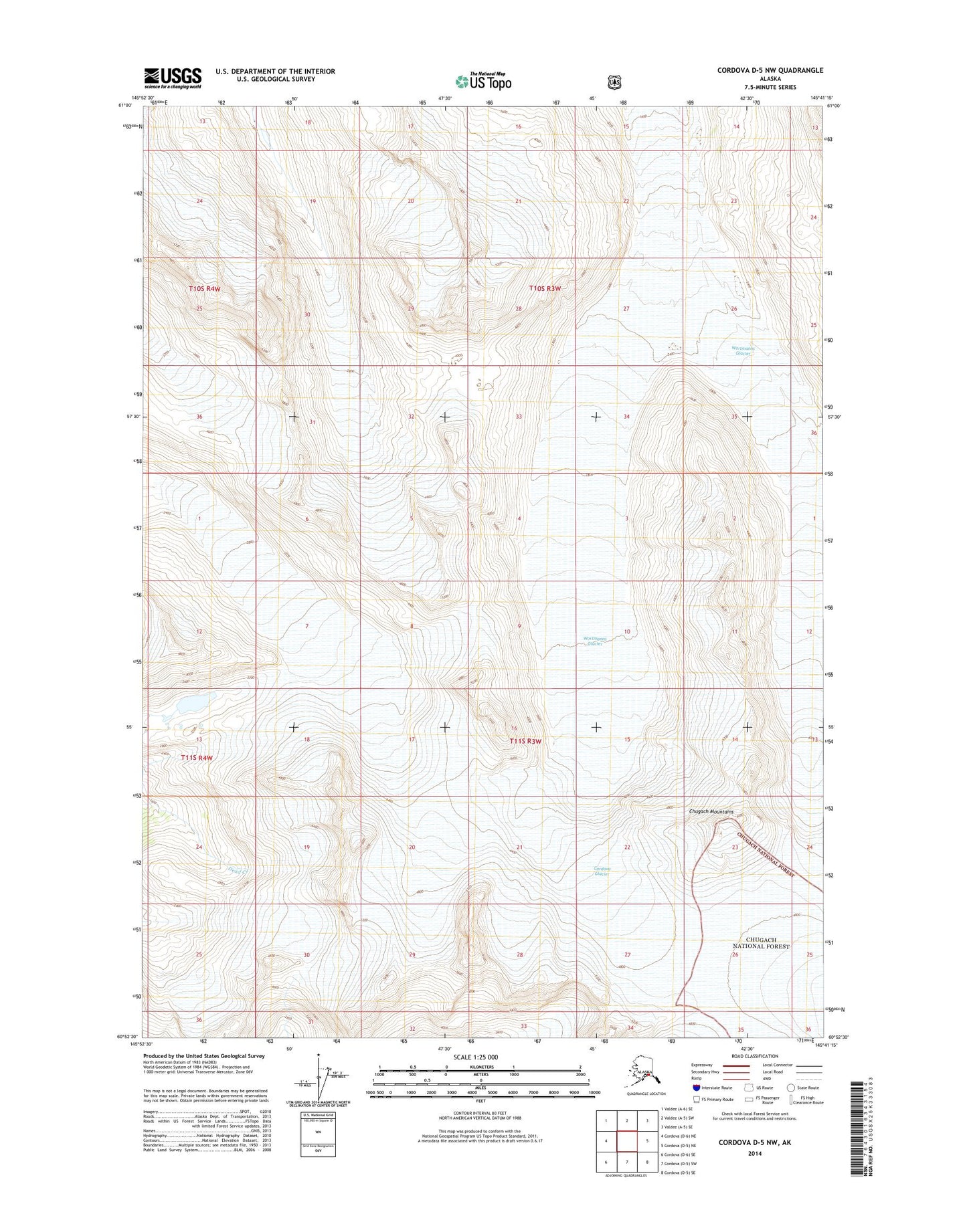 Cordova D-5 NW Alaska US Topo Map Image