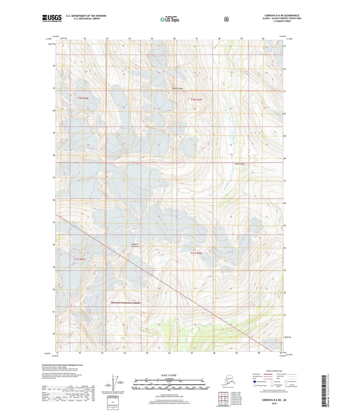 Cordova D-6 NE Alaska US Topo Map Image