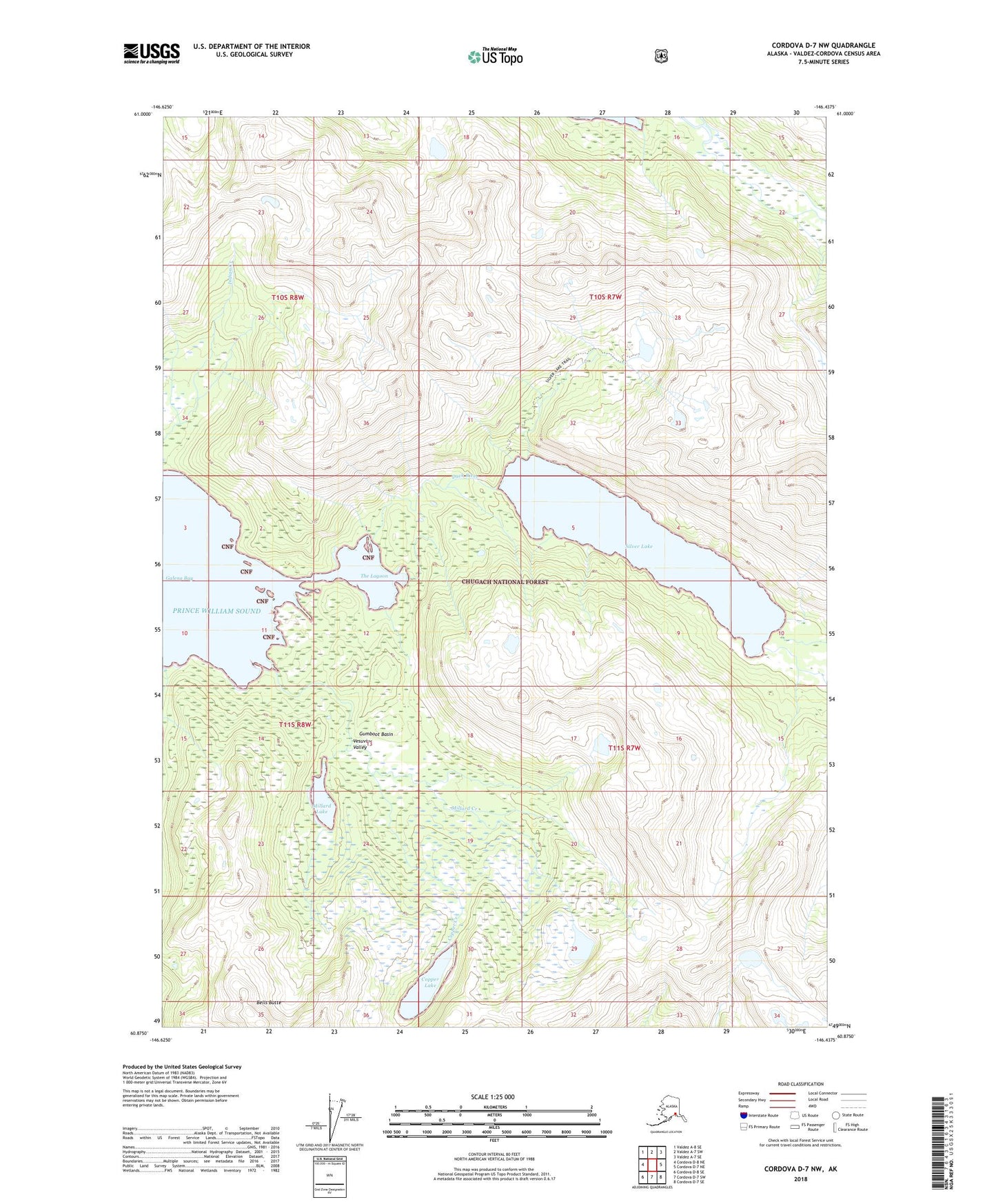 Cordova D-7 NW Alaska US Topo Map Image