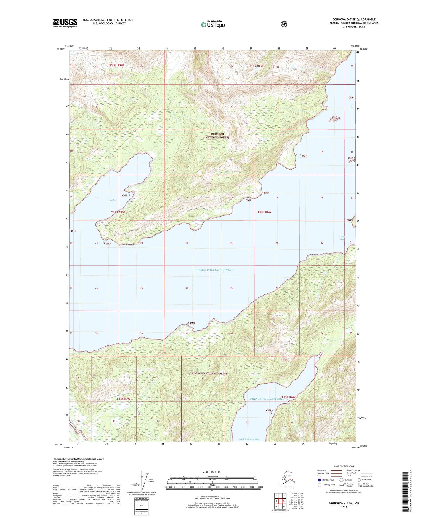 Cordova D-7 SE Alaska US Topo Map Image