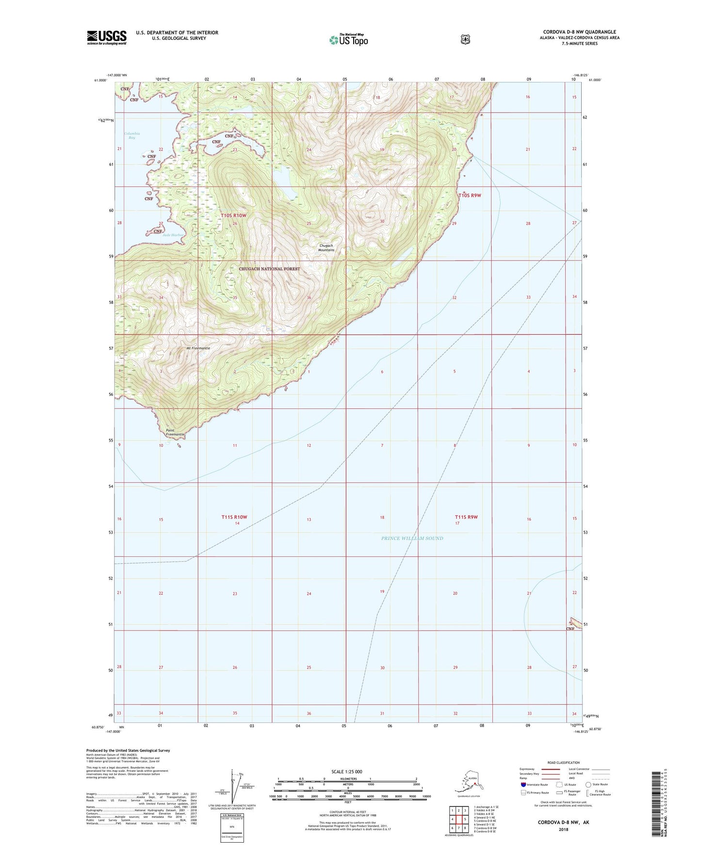 Cordova D-8 NW Alaska US Topo Map Image