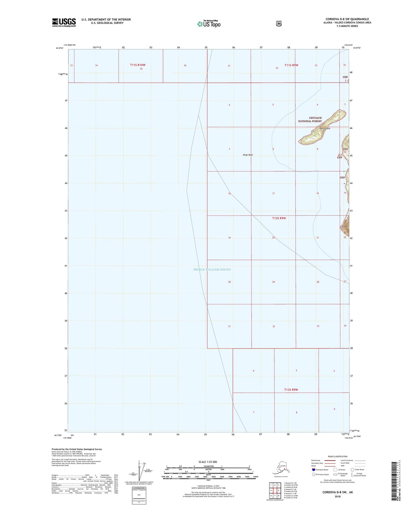 Cordova D-8 SW Alaska US Topo Map Image