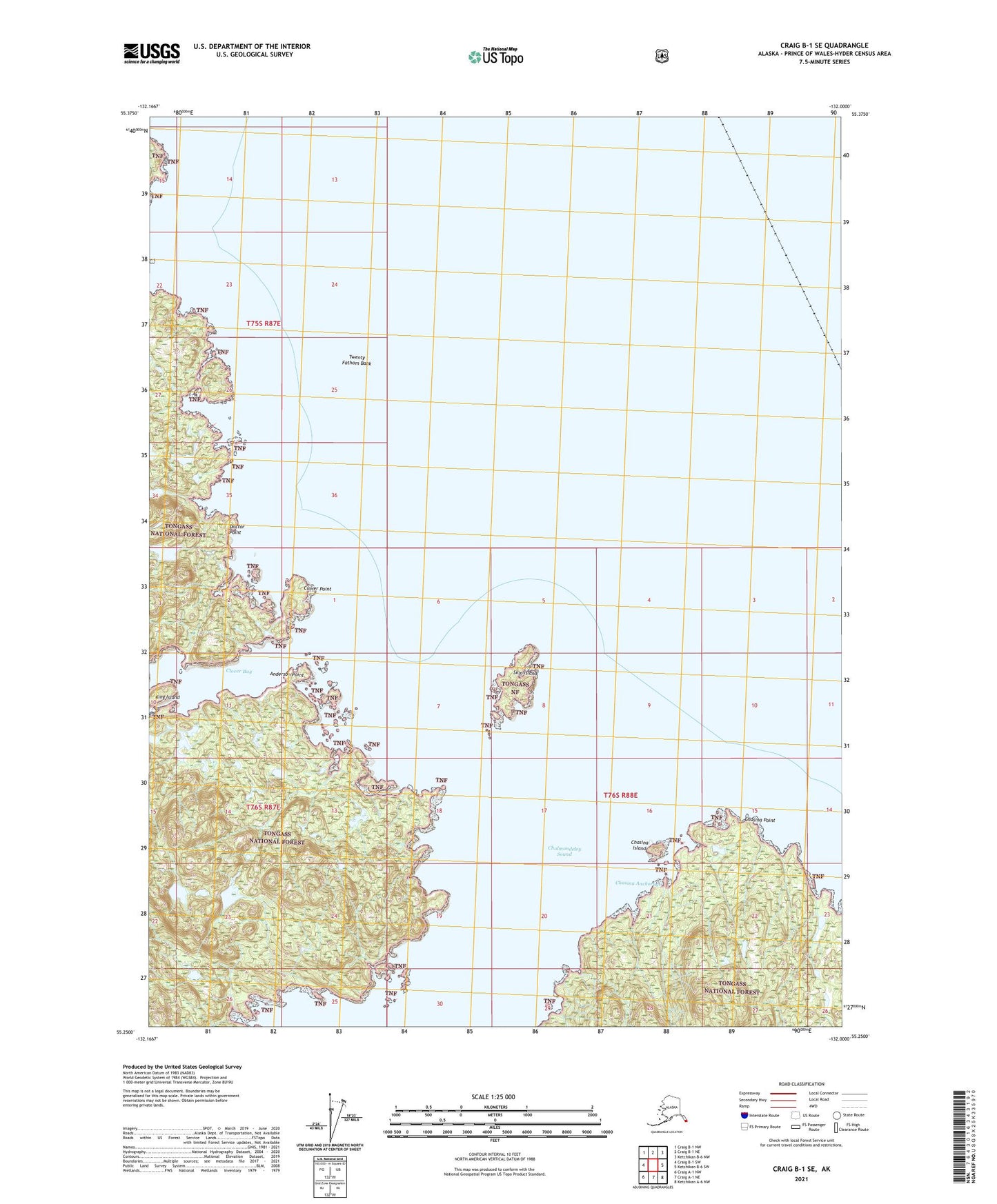 Craig B-1 SE Alaska US Topo Map Image