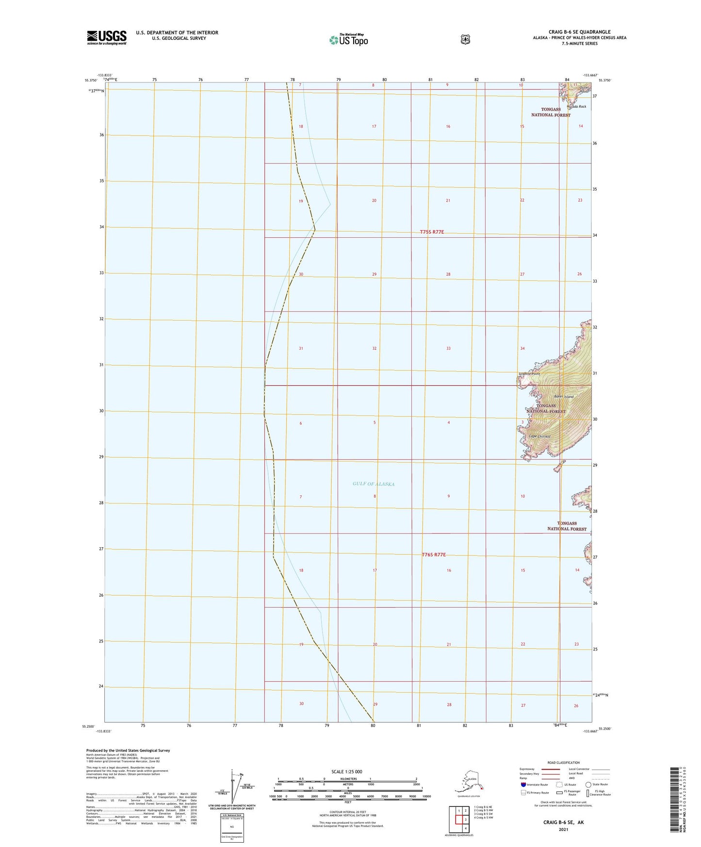 Craig B-6 SE Alaska US Topo Map Image