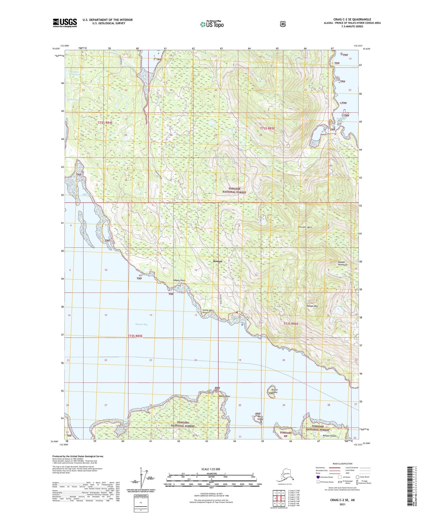 Craig C-2 SE Alaska US Topo Map Image
