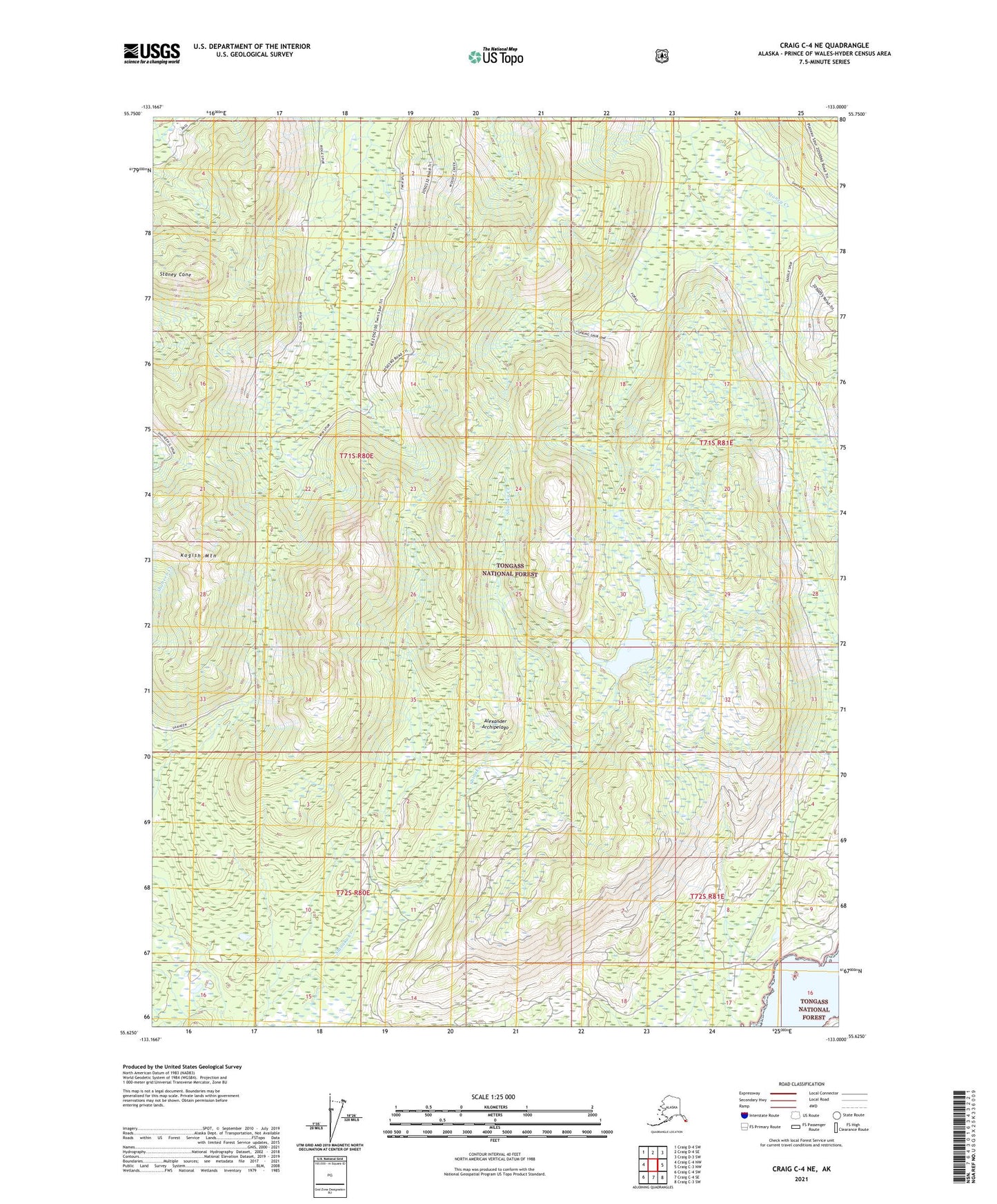 Craig C-4 NE Alaska US Topo Map Image