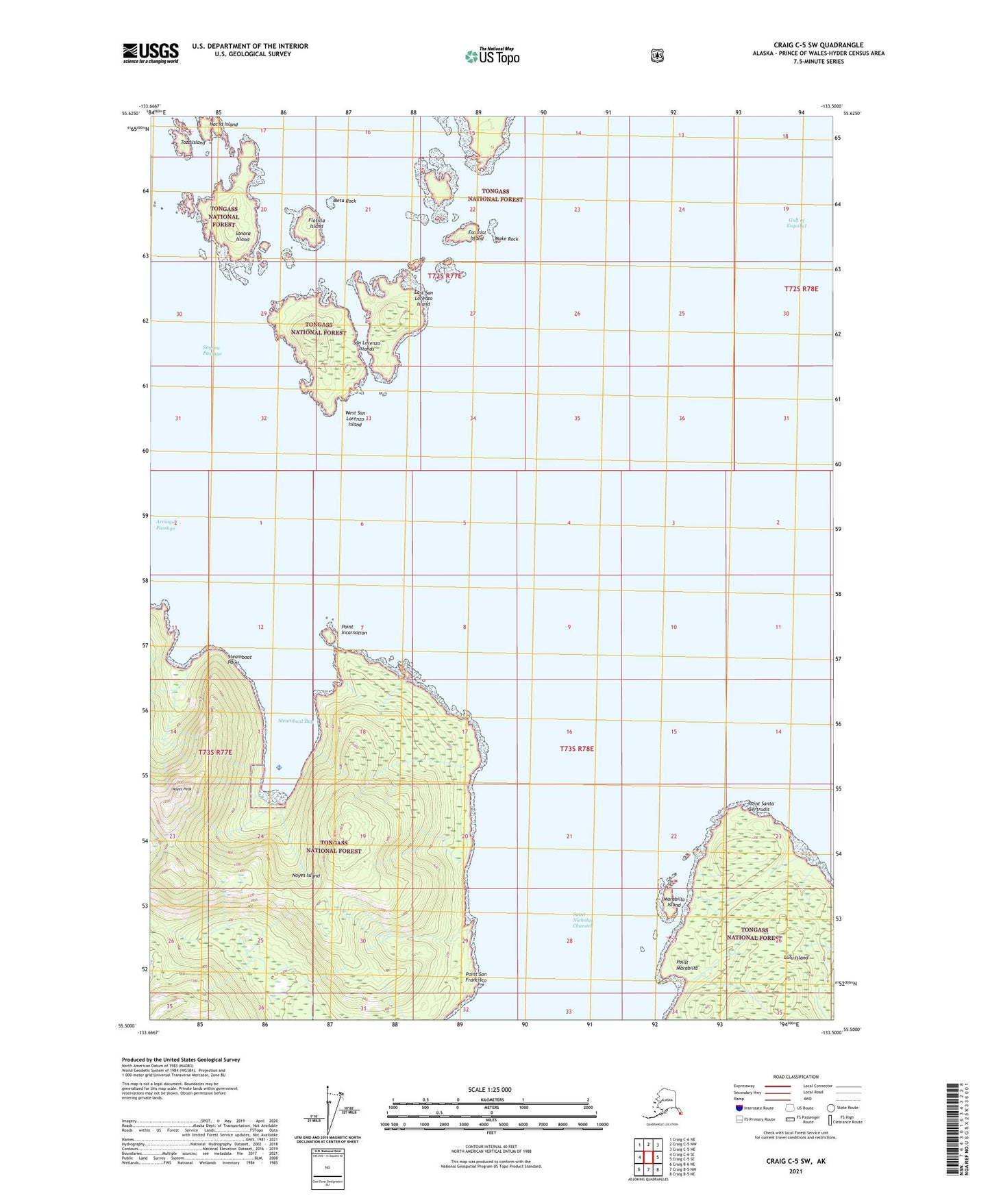 Craig C-5 SW Alaska US Topo Map Image