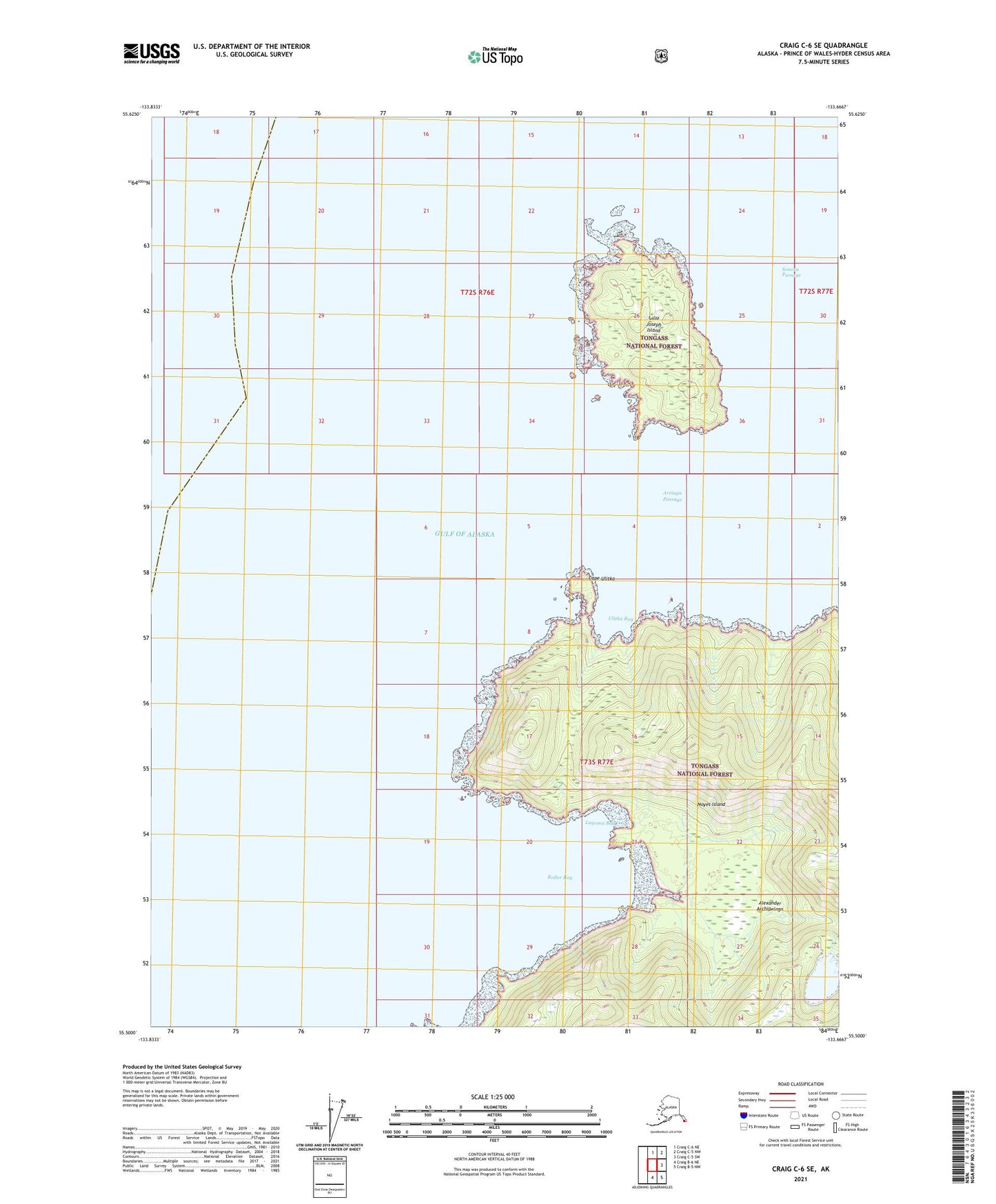 Craig C-6 SE Alaska US Topo Map Image