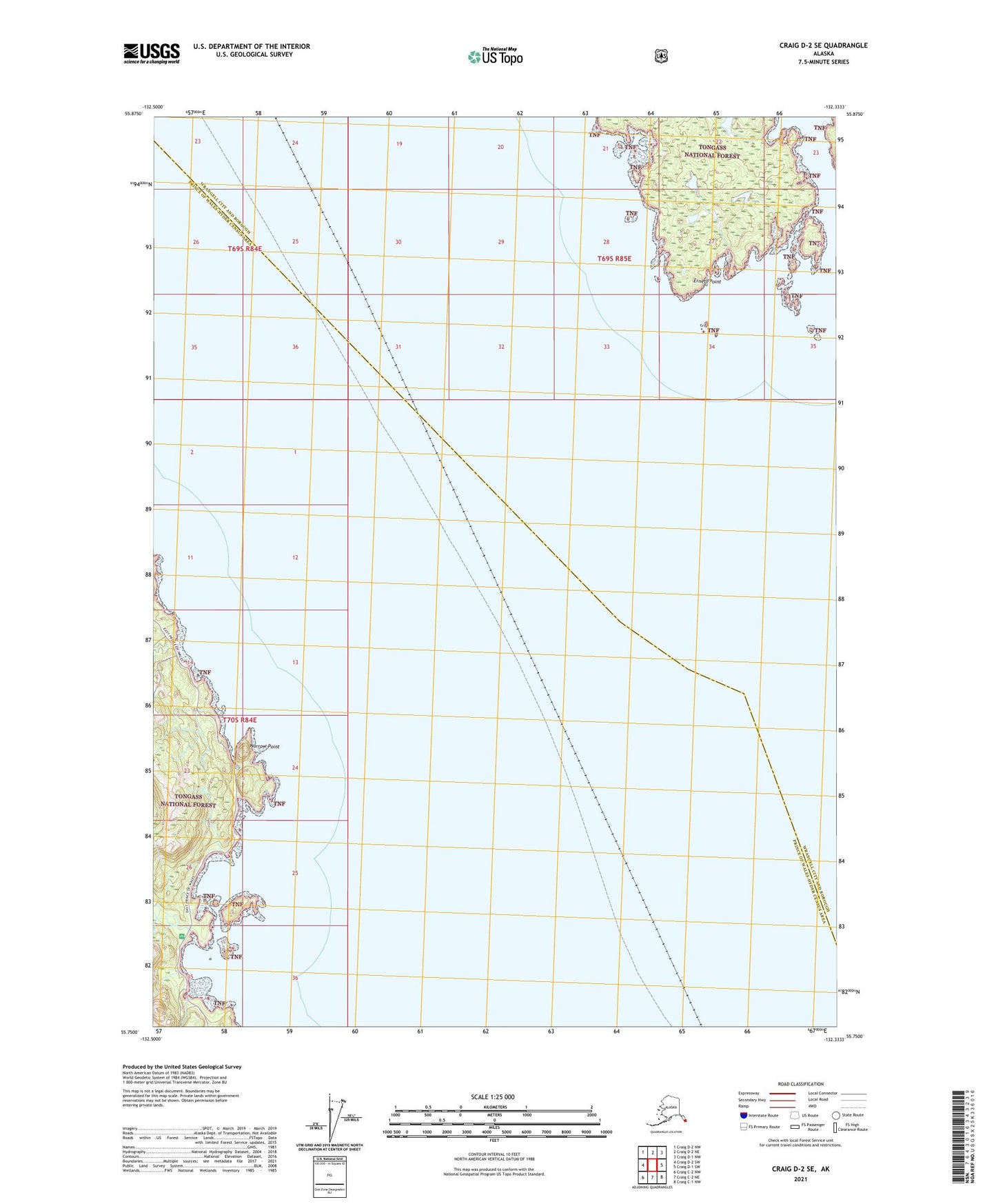 Craig D-2 SE Alaska US Topo Map Image
