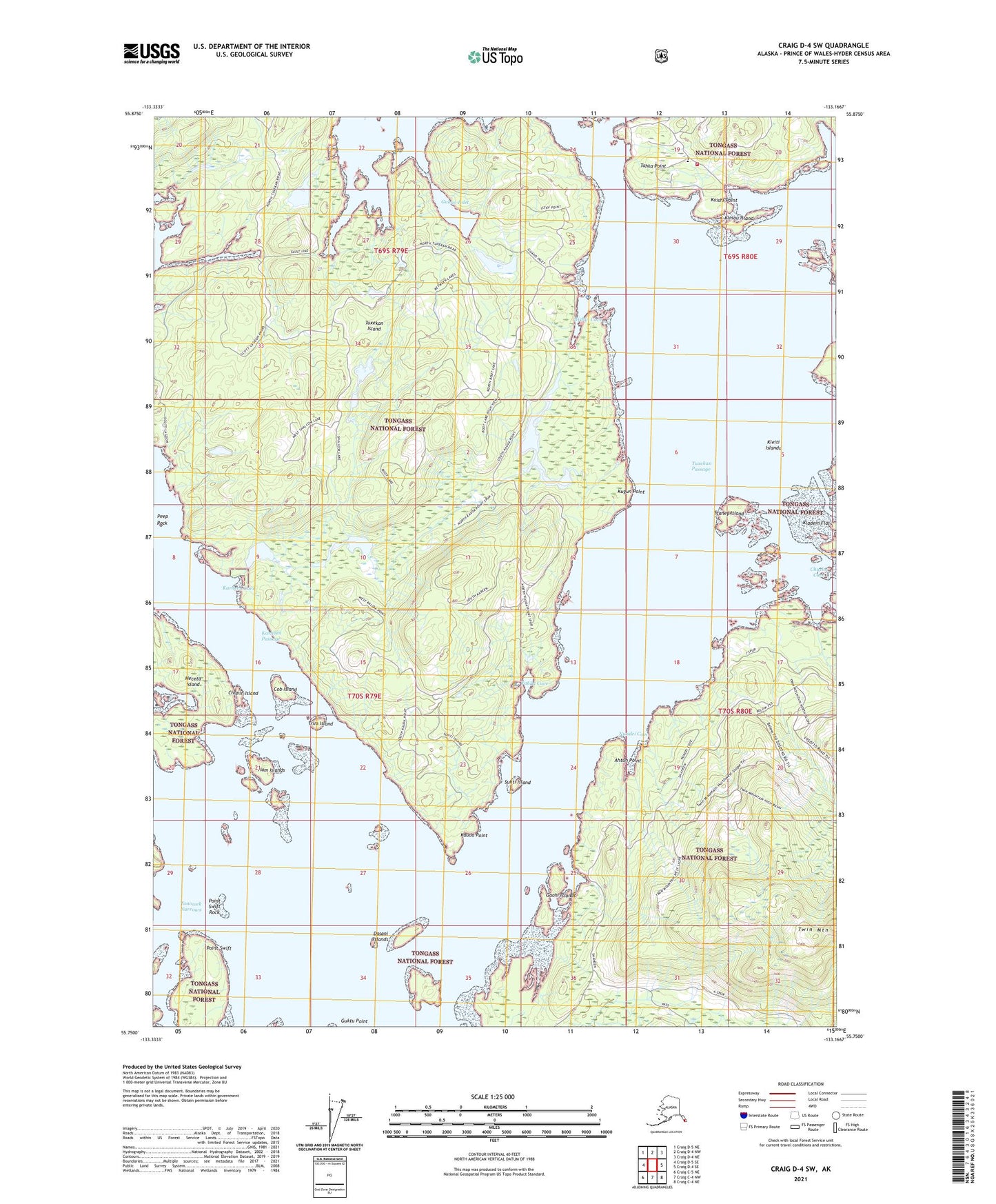 Craig D-4 SW Alaska US Topo Map Image