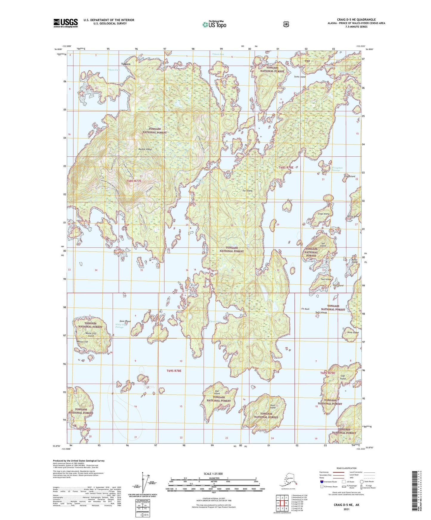 Craig D-5 NE Alaska US Topo Map Image