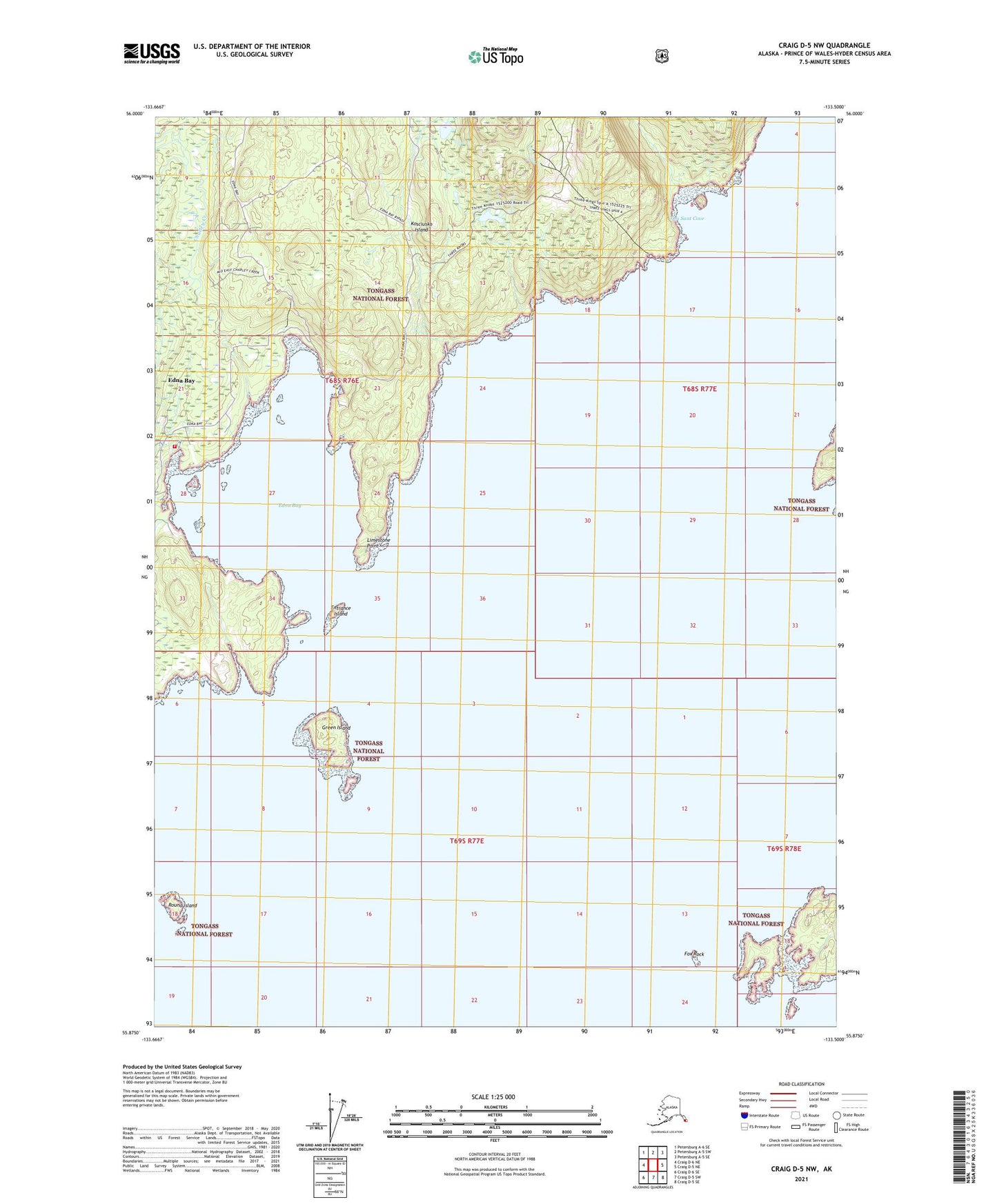 Craig D-5 NW Alaska US Topo Map Image