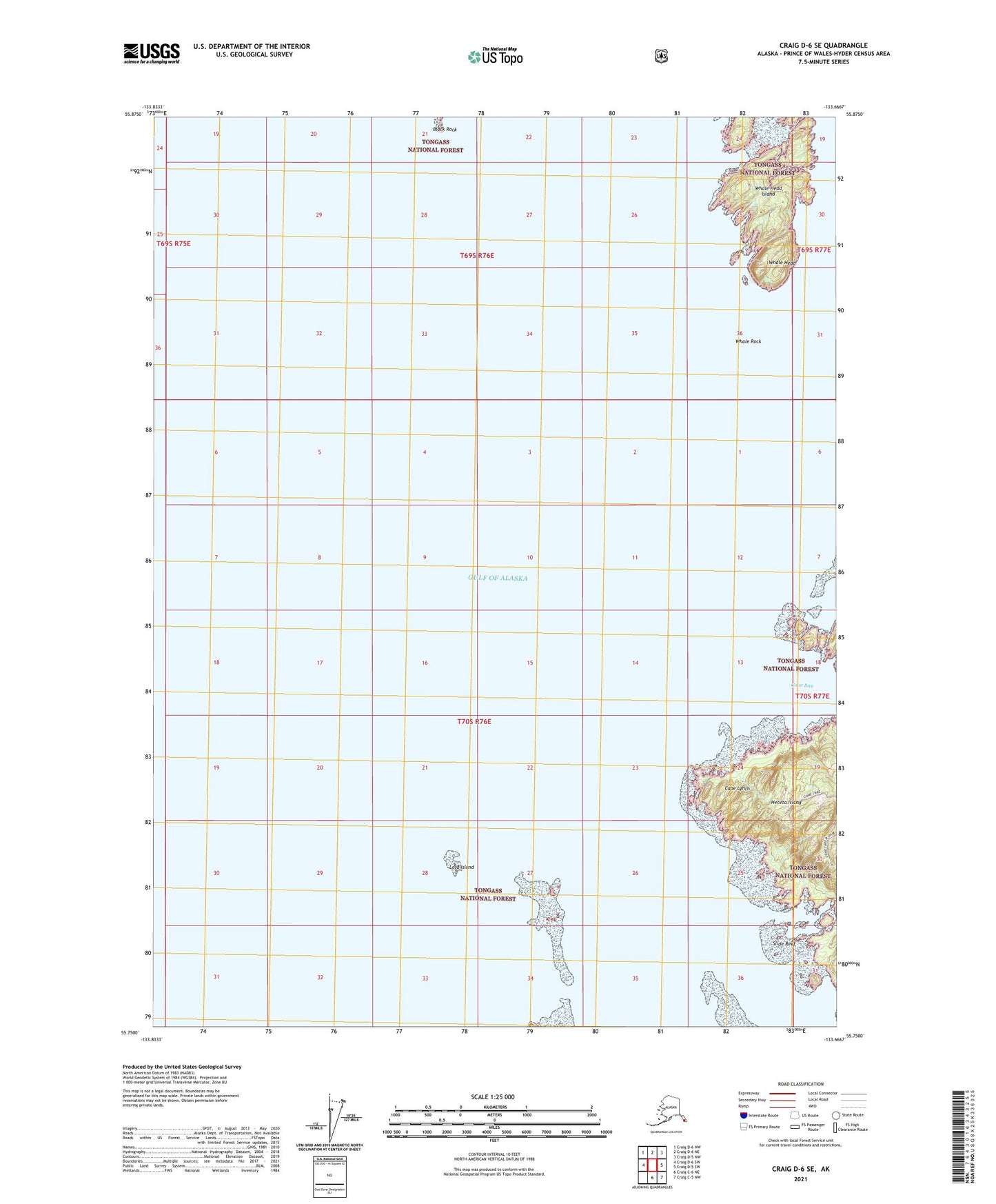 Craig D-6 SE Alaska US Topo Map Image