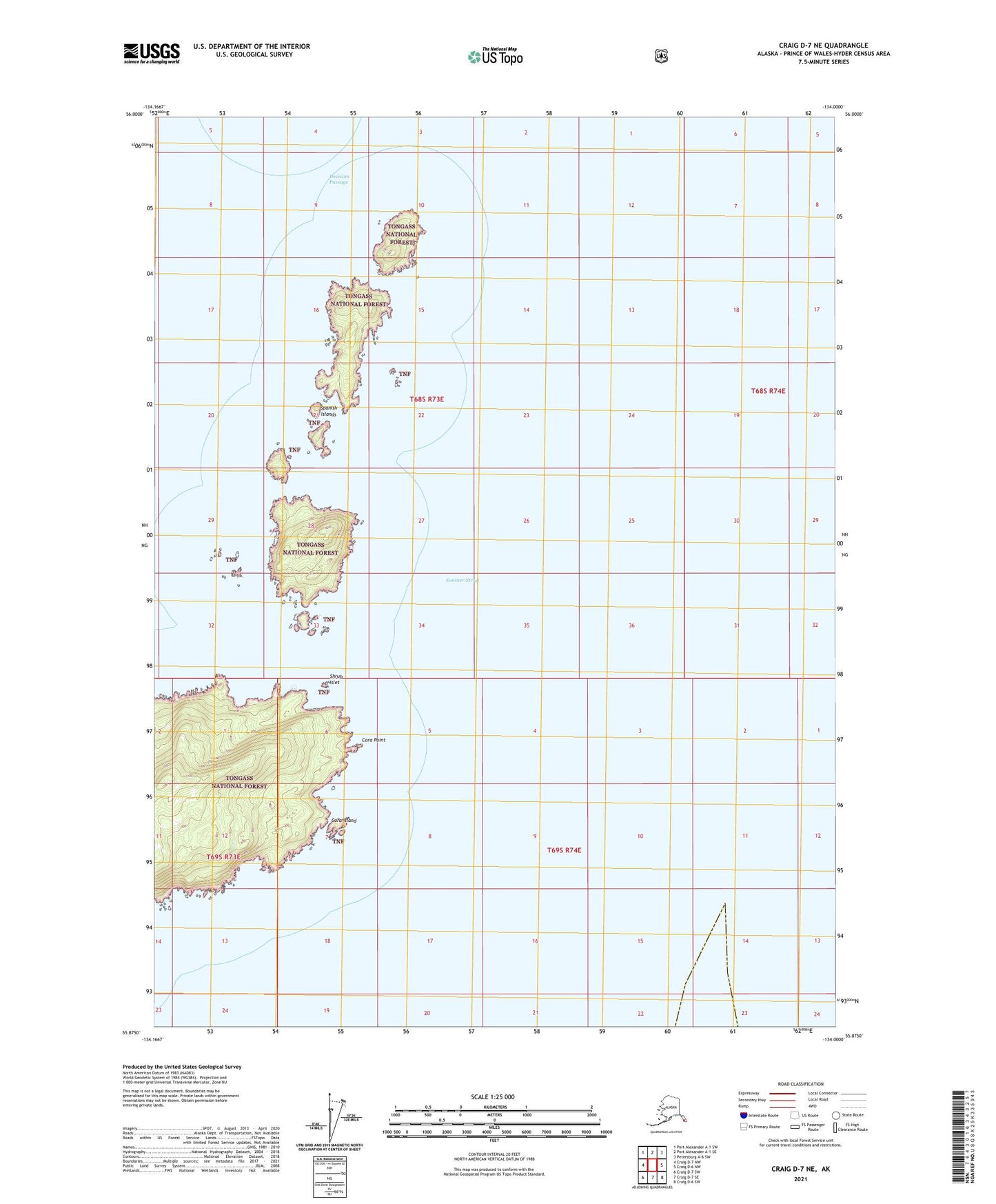 Craig D-7 NE Alaska US Topo Map Image