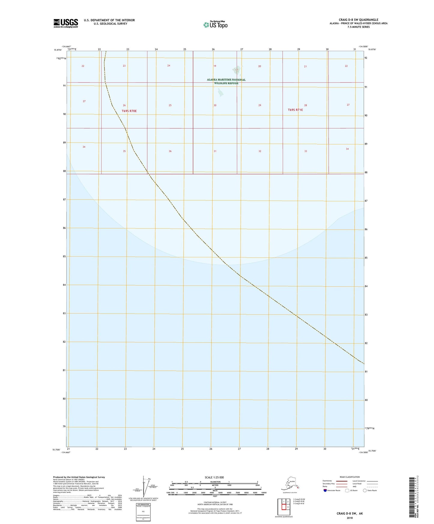 Craig D-8 SW Alaska US Topo Map Image