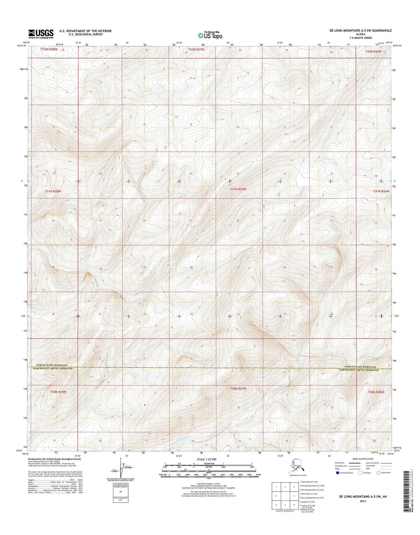 De Long Mountains A-5 SW Alaska US Topo Map Image