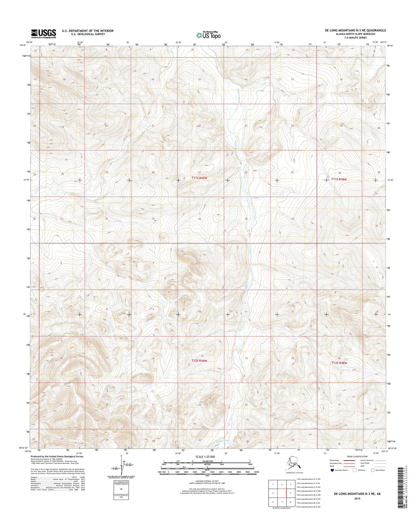 De Long Mountains B-3 NE Alaska US Topo Map Image