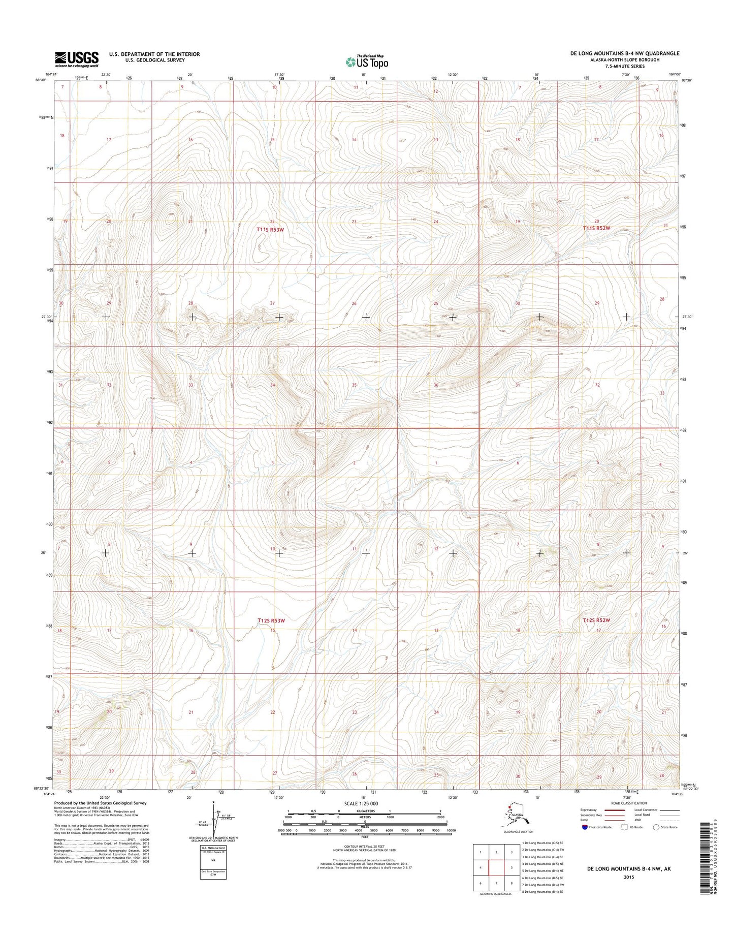 De Long Mountains B-4 NW Alaska US Topo Map Image