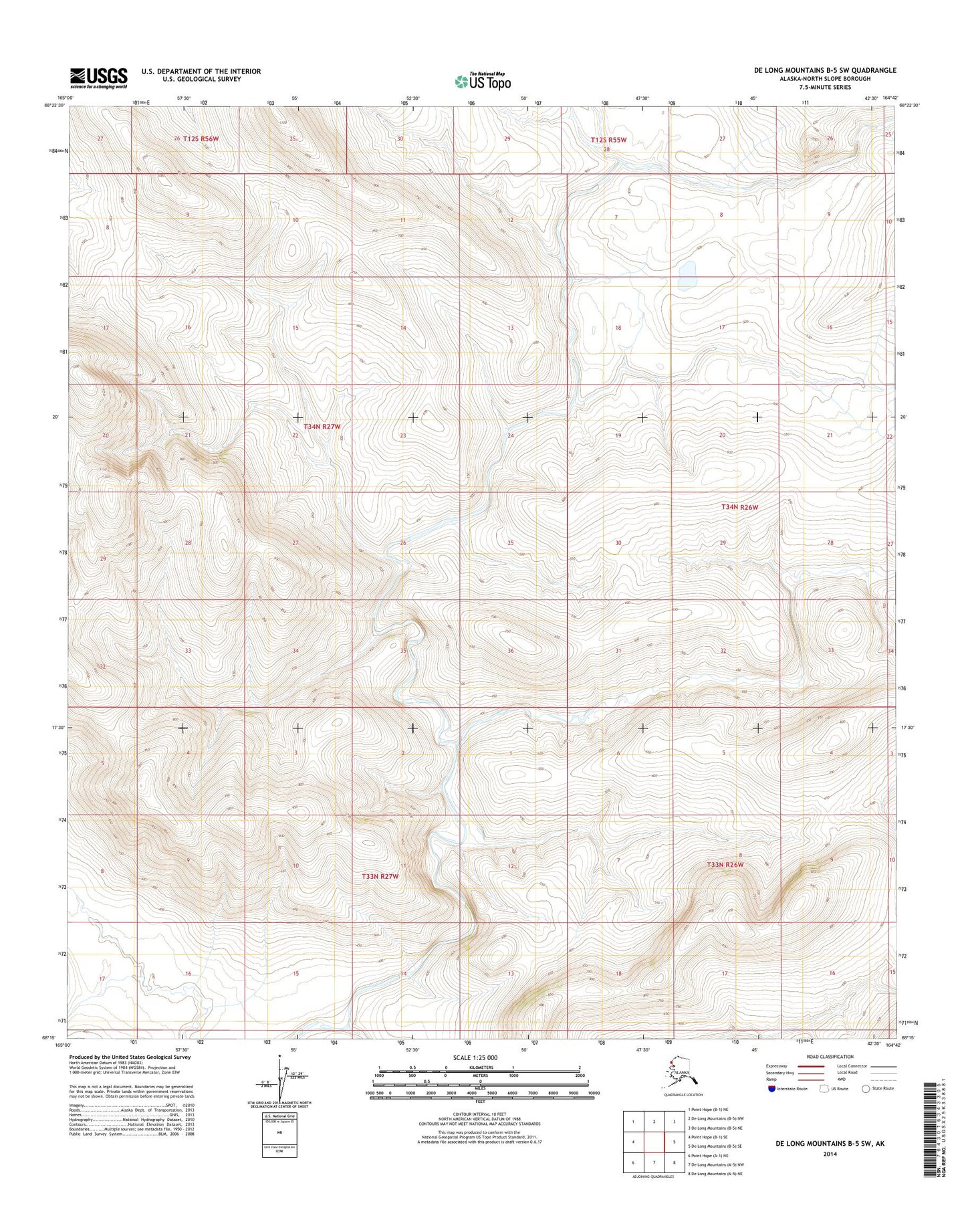 De Long Mountains B-5 SW Alaska US Topo Map Image