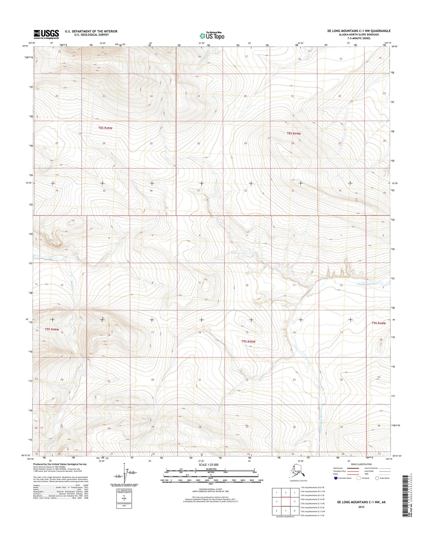 De Long Mountains C-1 NW Alaska US Topo Map Image