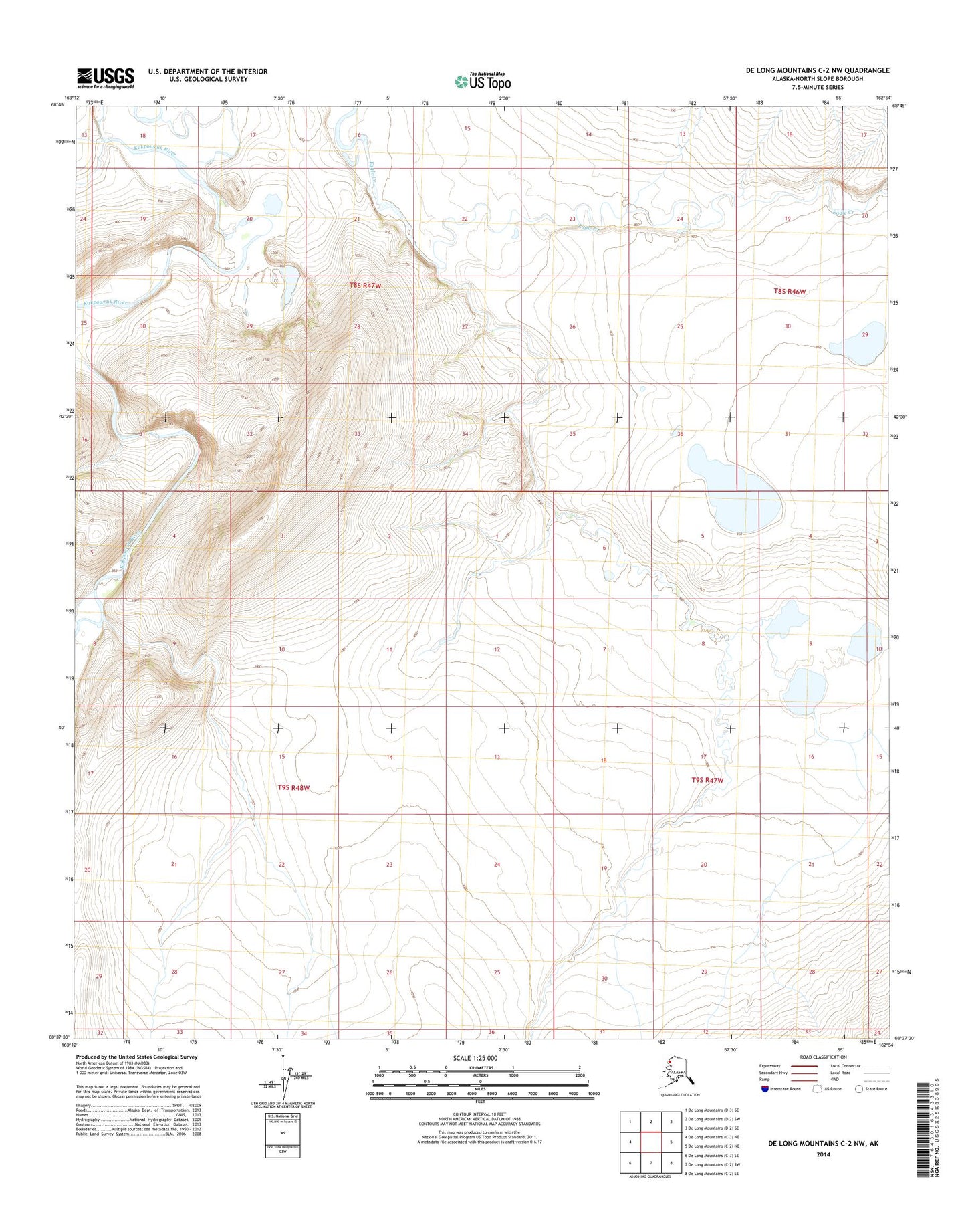 De Long Mountains C-2 NW Alaska US Topo Map Image