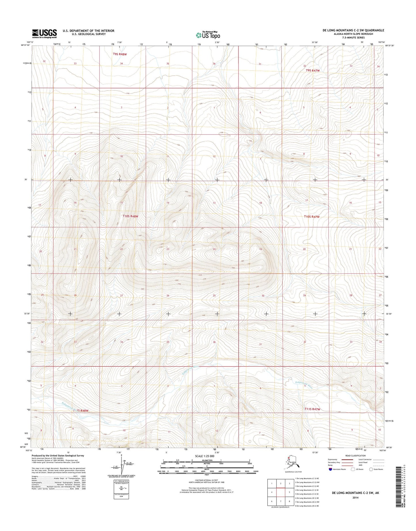De Long Mountains C-2 SW Alaska US Topo Map Image