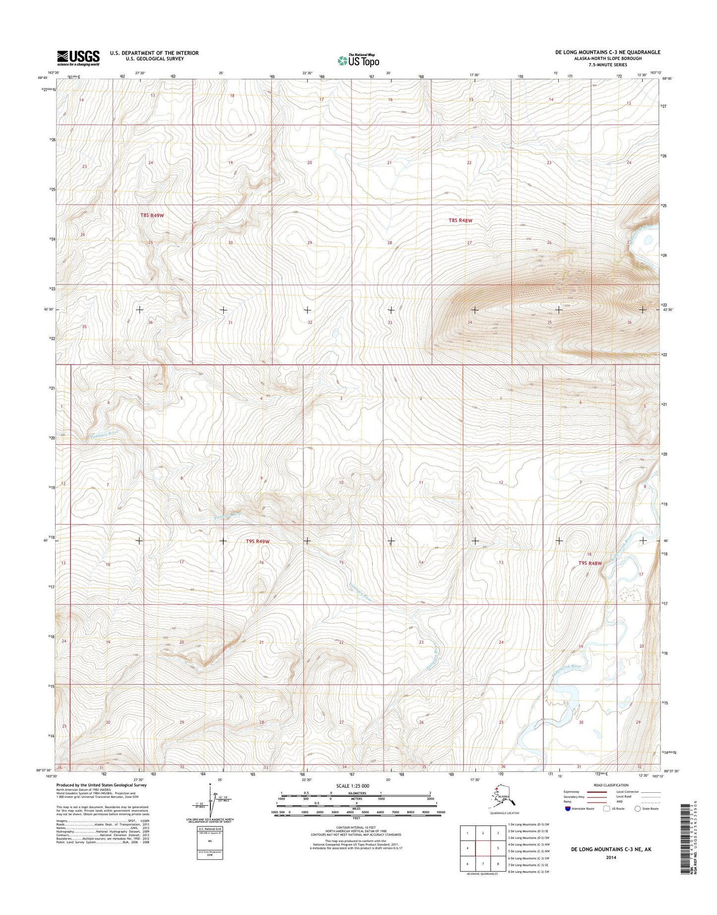 De Long Mountains C-3 NE Alaska US Topo Map Image